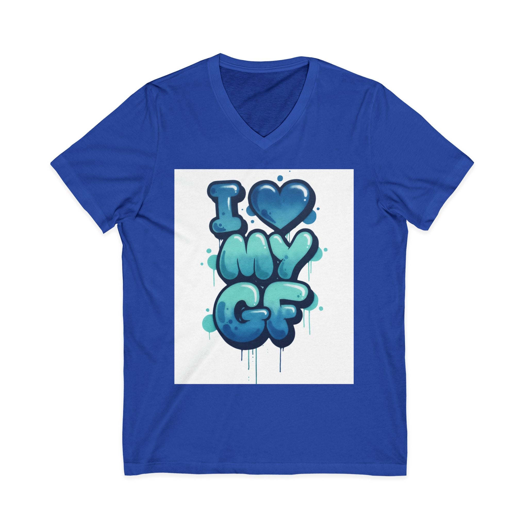 Unisex I Love My GF V-Neck T-Shirt — Cute Graffiti Couple Tee