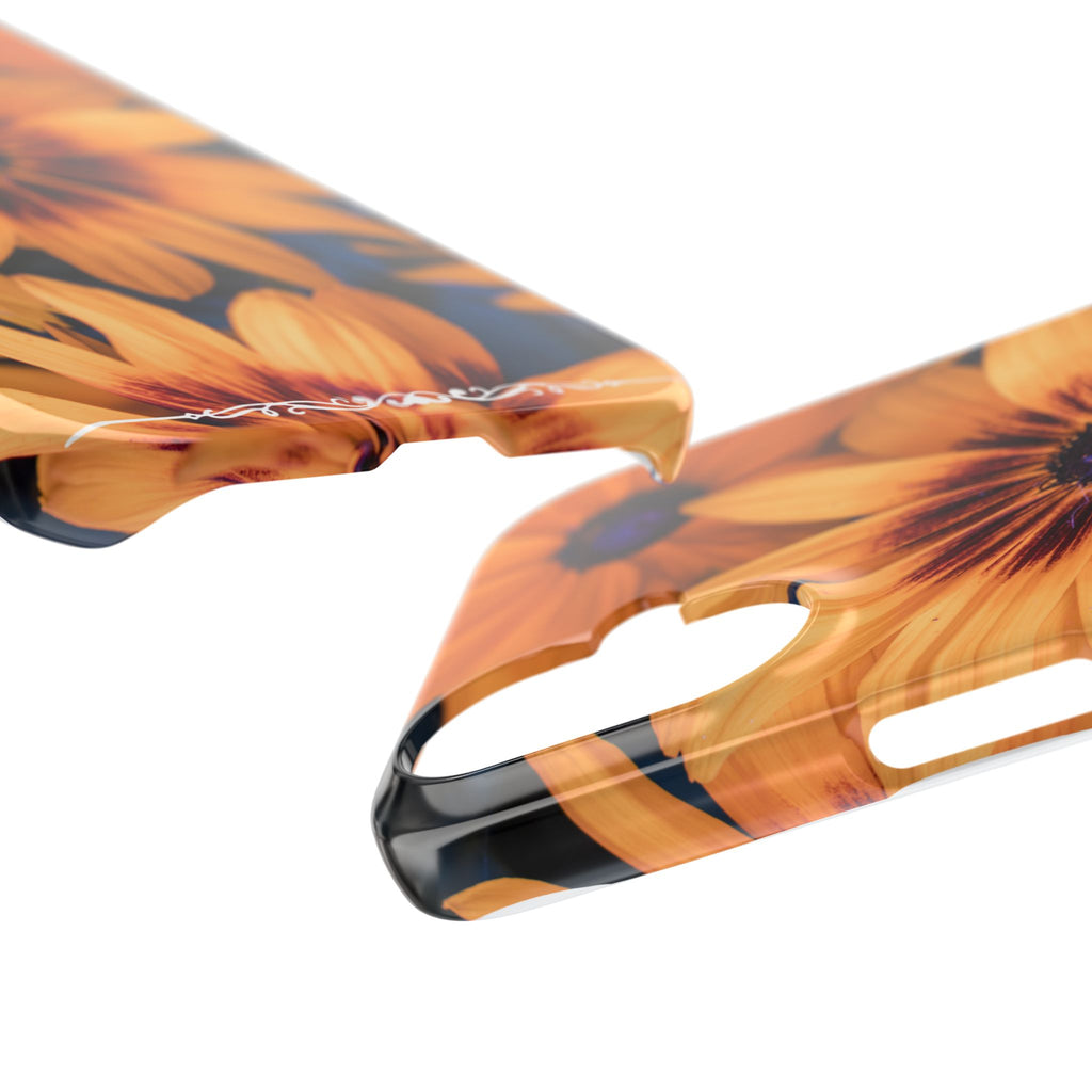 Floral Sunflower Slim Phone Case — Orange Black Daisy Design