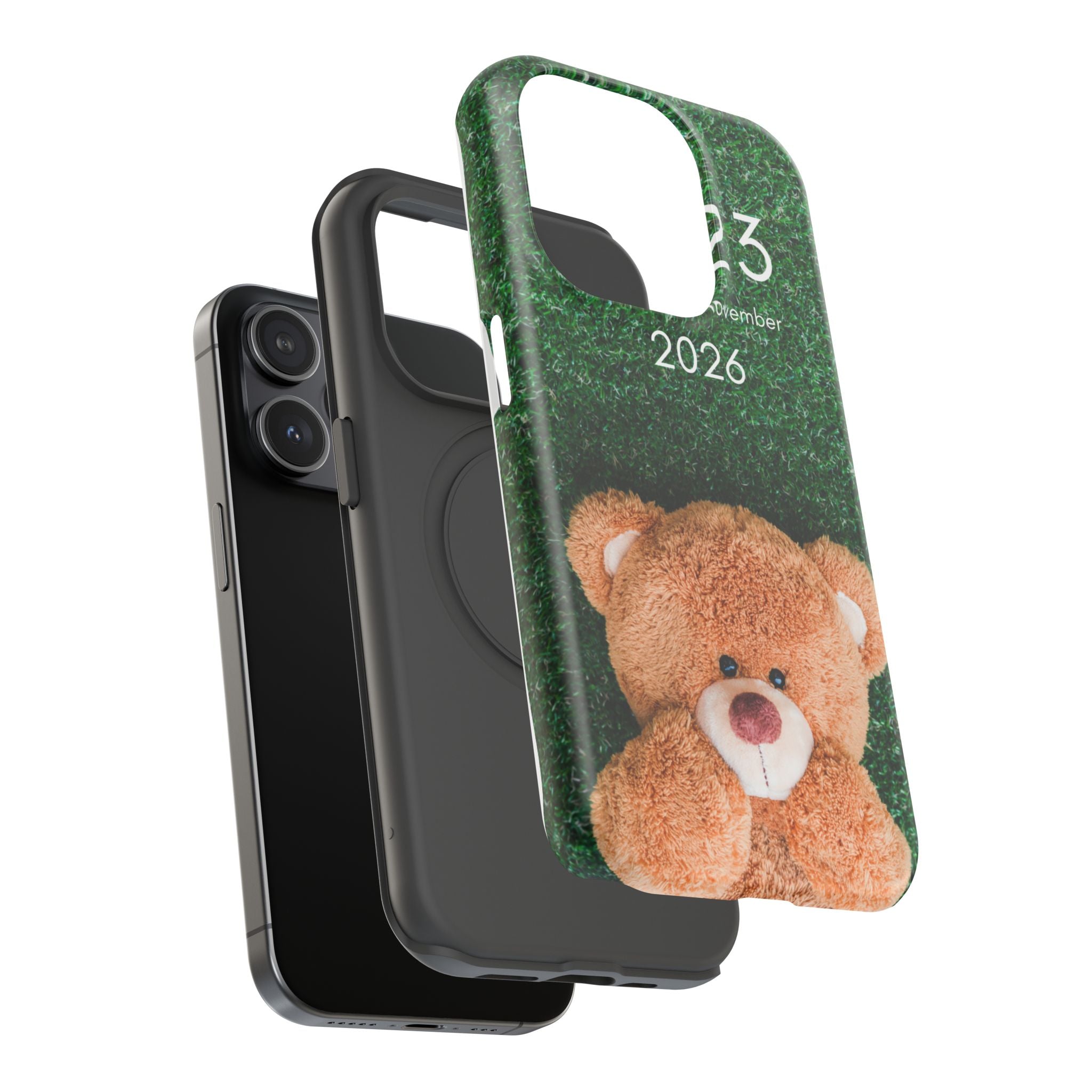 Teddy Bear Grass Phone Case — Cute Plush Toy Design Impact-Resistant Case