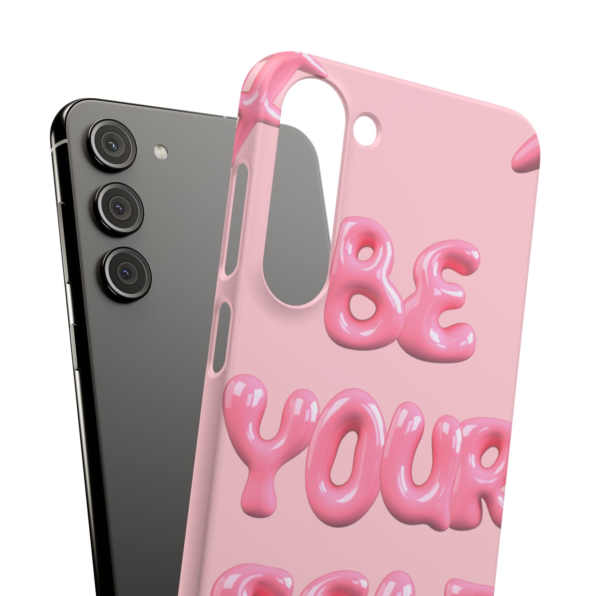 Phone Case - "Be Yourself" Pink Bubble Typography Snap Case