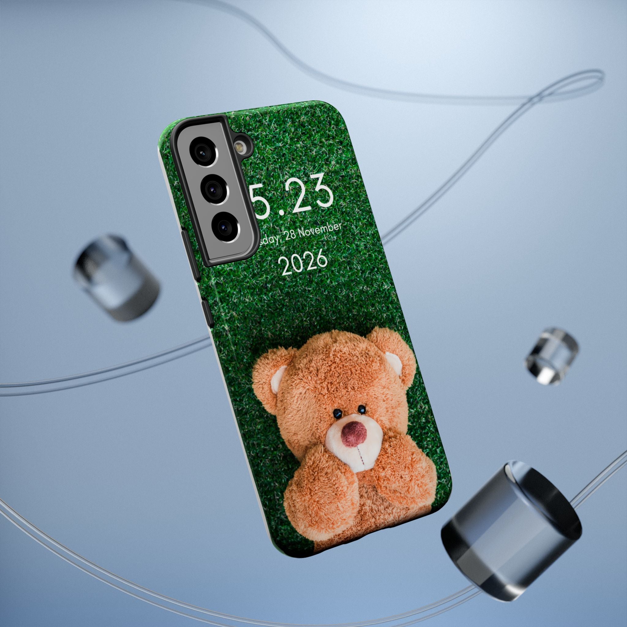 Teddy Bear Grass Phone Case — Cute Plush Toy Design Impact-Resistant Case