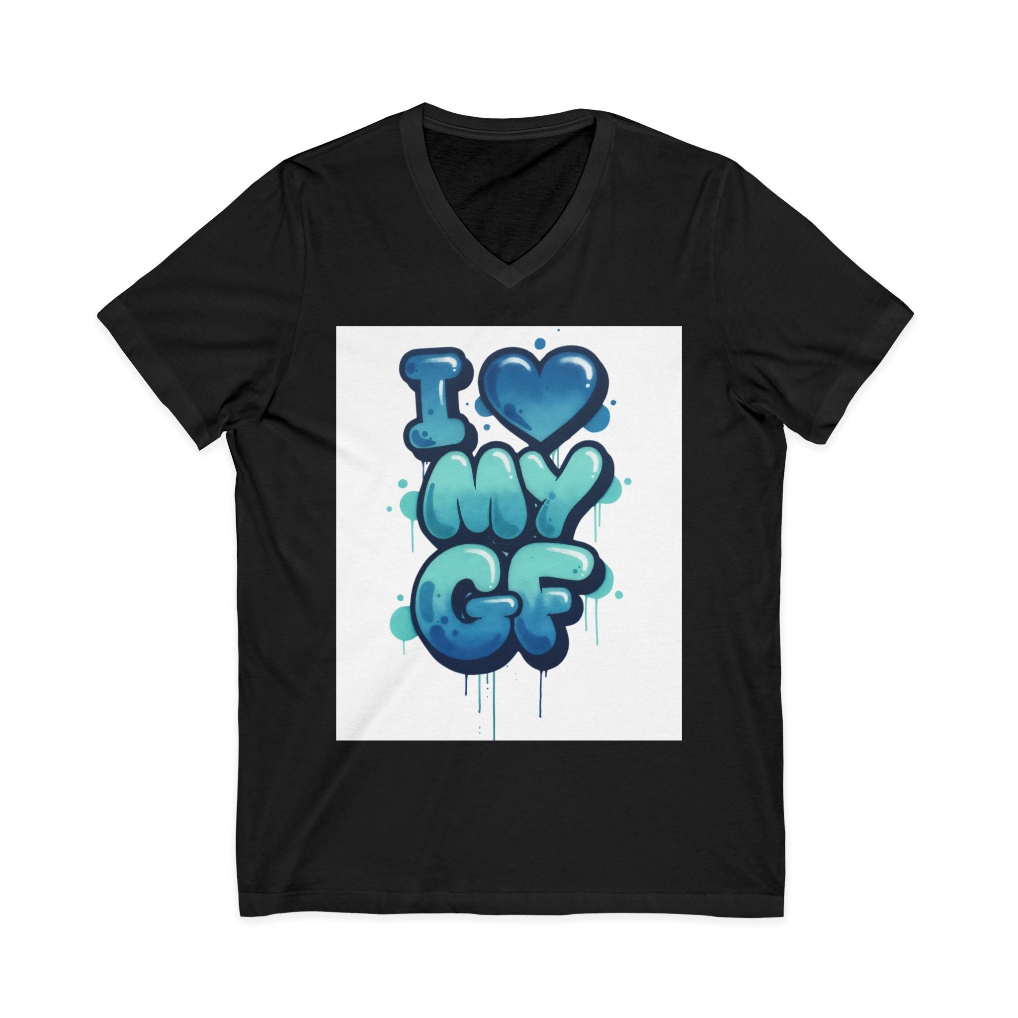 Unisex I Love My GF V-Neck T-Shirt — Cute Graffiti Couple Tee