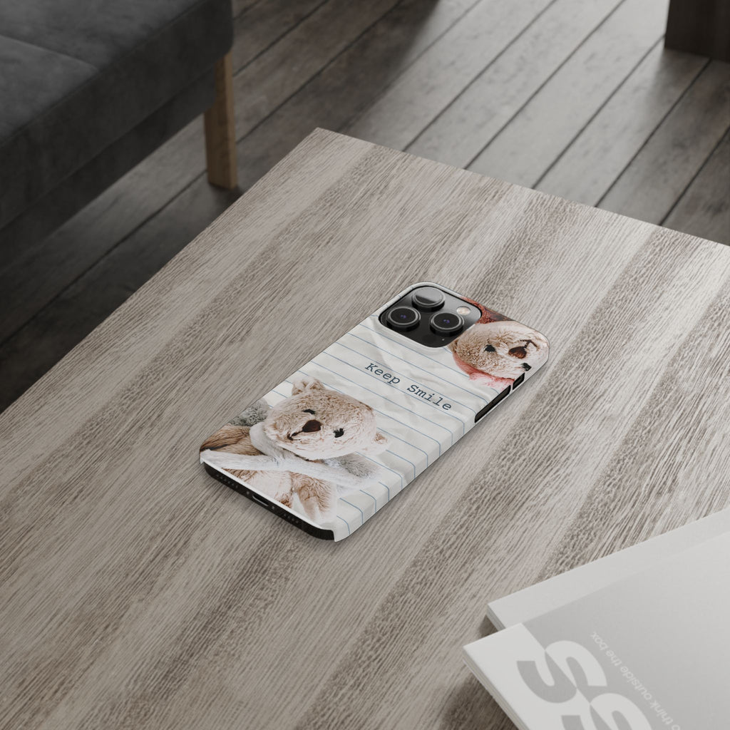 Slim Phone Case — ‘Keep Smile’ Teddy Bear Cute Protective Cover