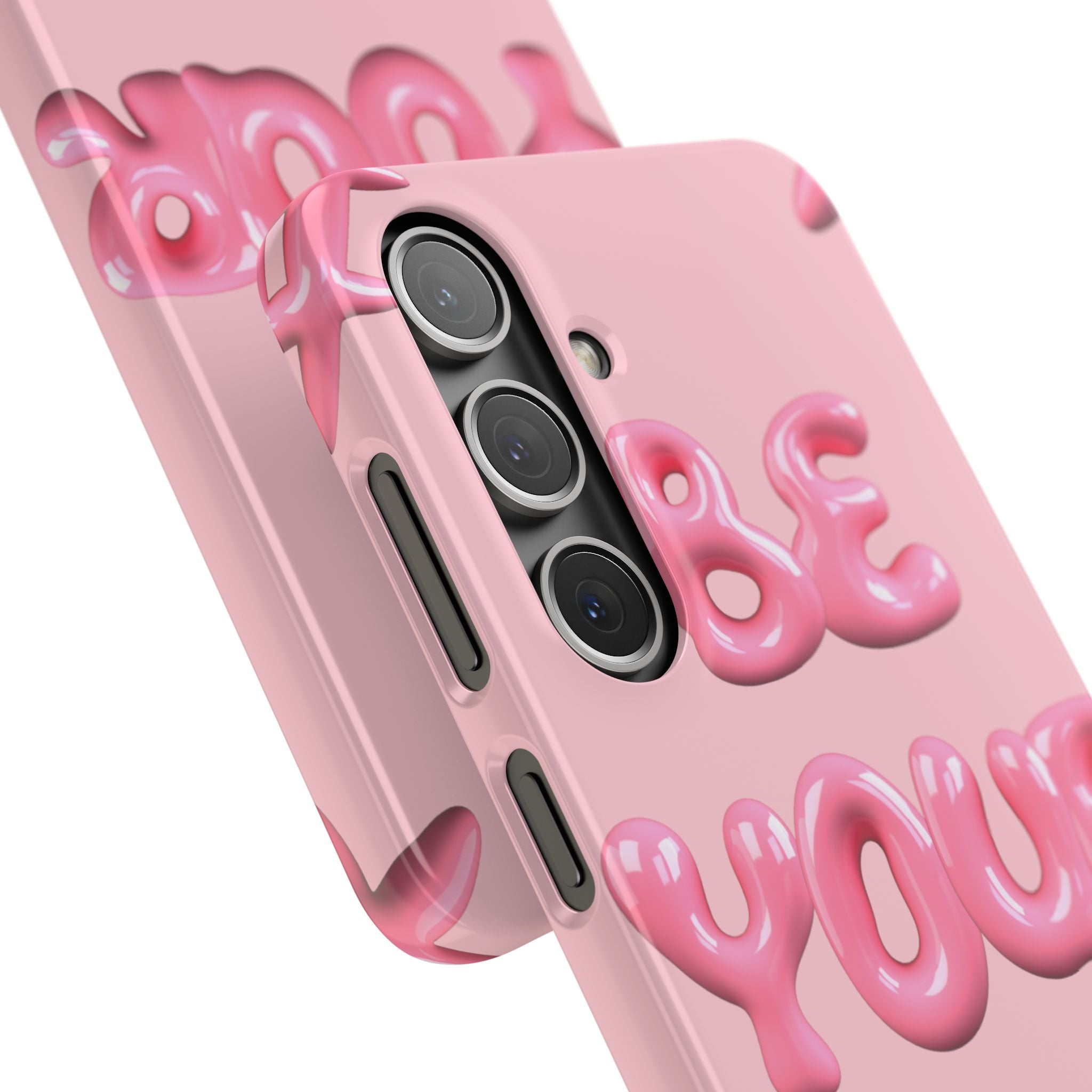Phone Case - "Be Yourself" Pink Bubble Typography Snap Case