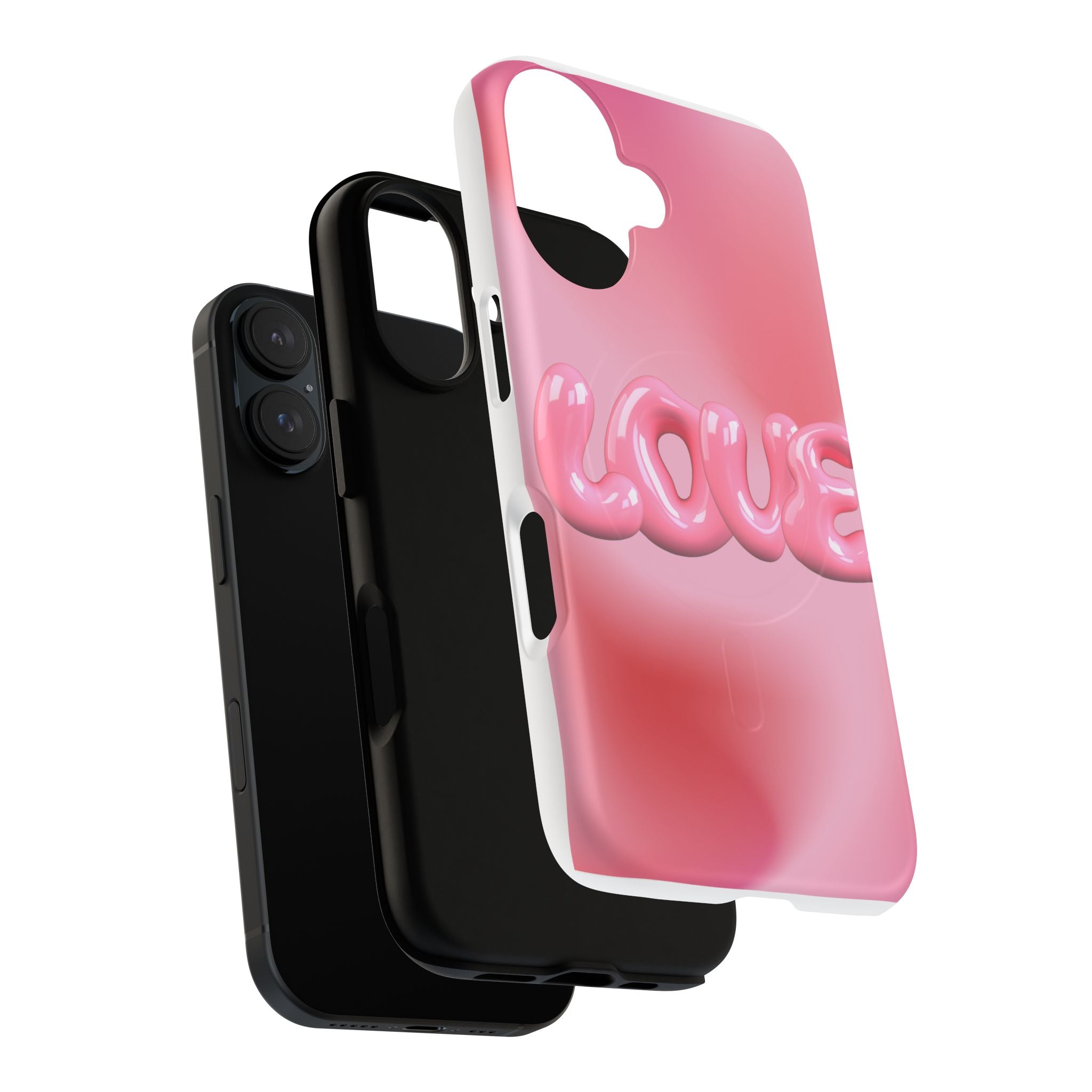 Phone Case — Pink "LOVE" 3D Bubble Tough Magnetic Protective Case
