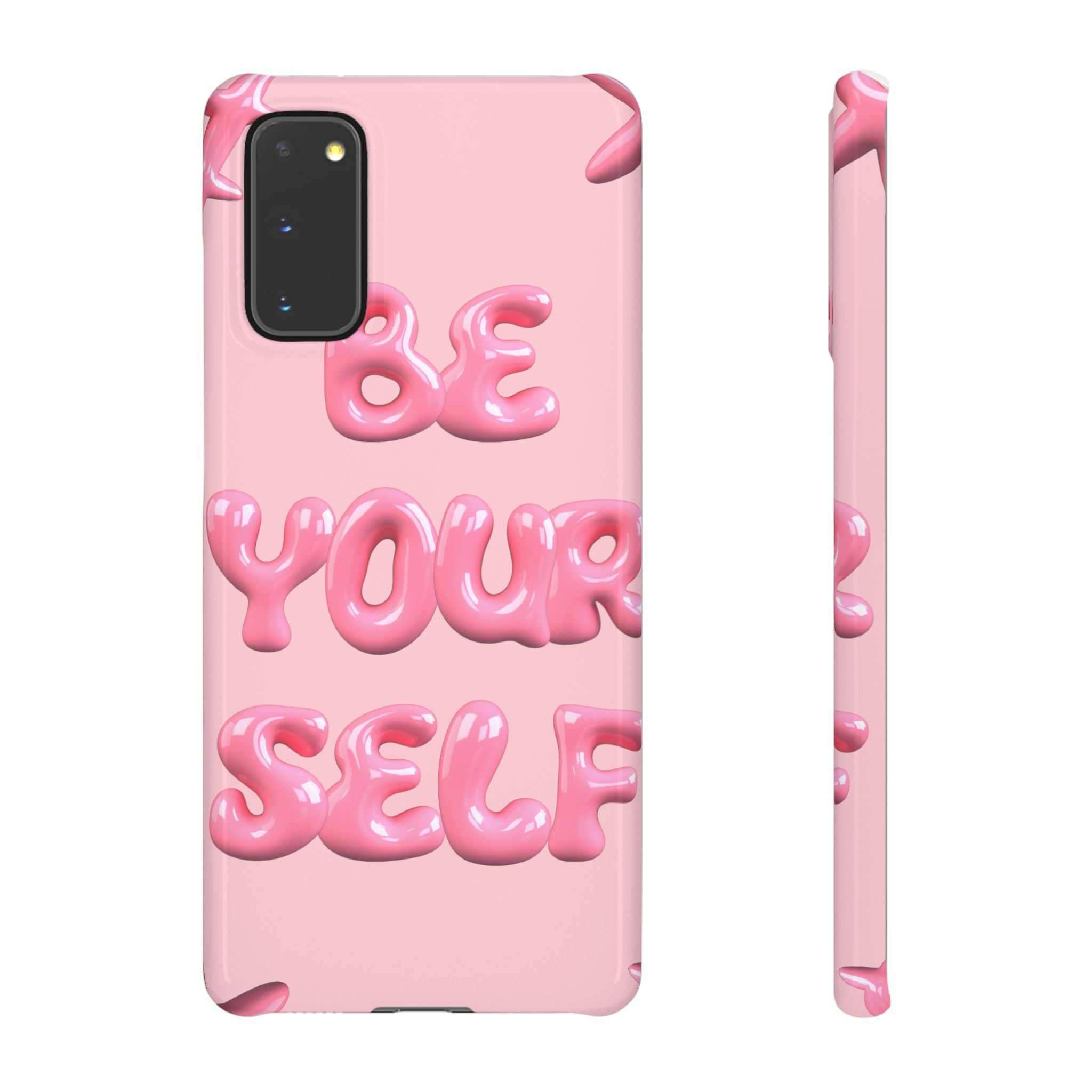 Phone Case - "Be Yourself" Pink Bubble Typography Snap Case