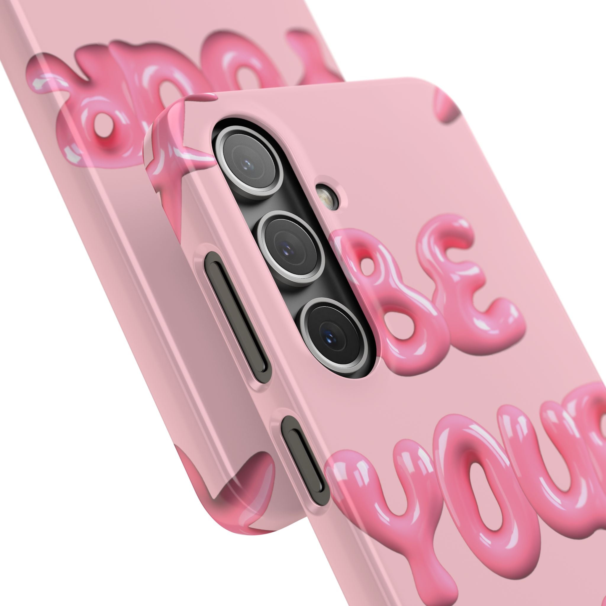 Phone Case — Pink "Be Yourself" Self-Love Protective Snap Case