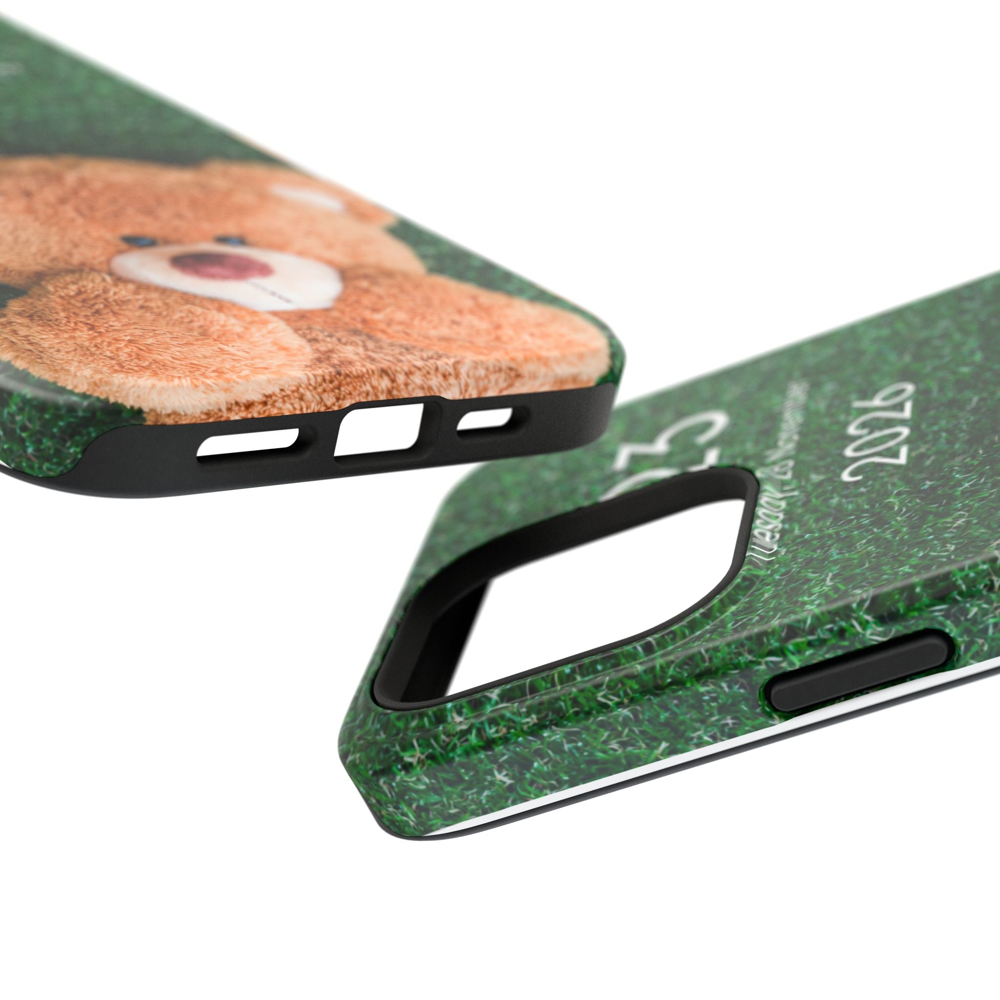 Teddy Bear Grass Phone Case — Cute Plush Toy Design Impact-Resistant Case