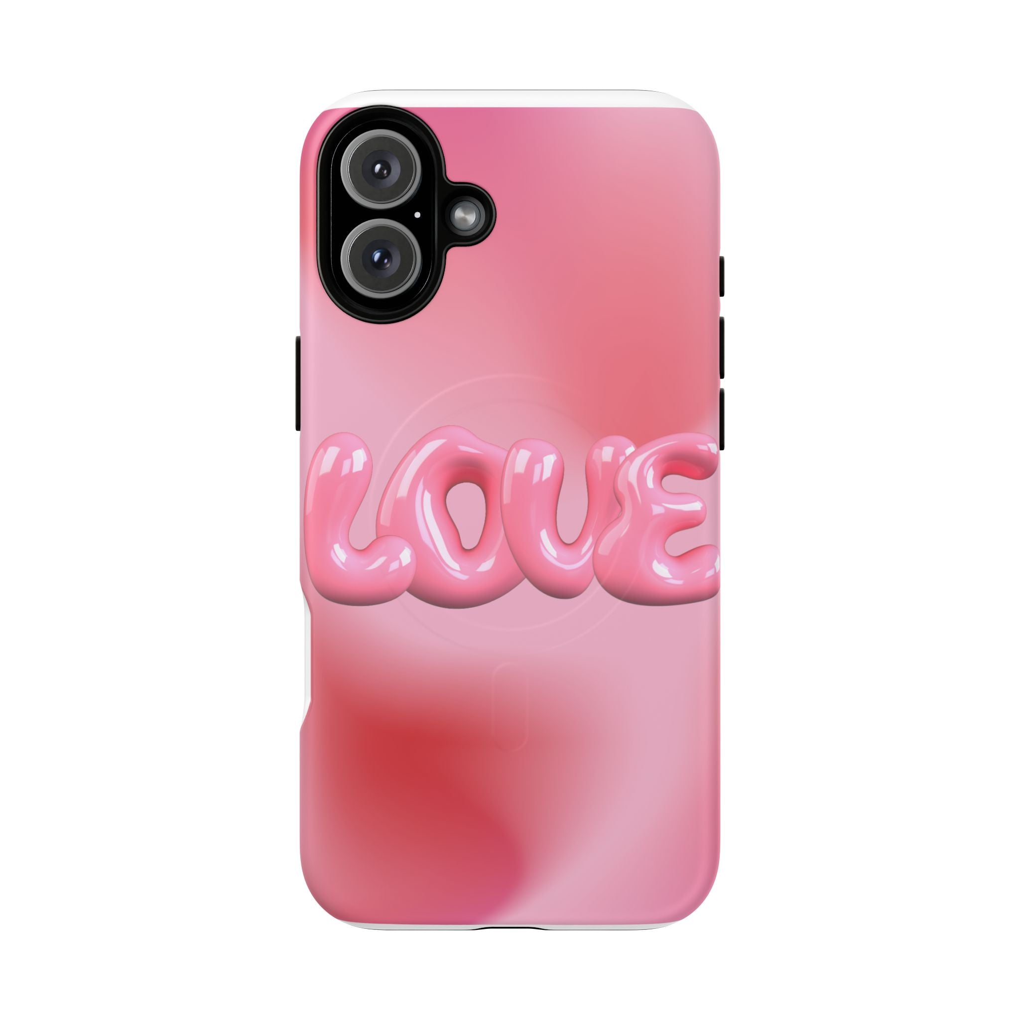 Phone Case — Pink "LOVE" 3D Bubble Tough Magnetic Protective Case