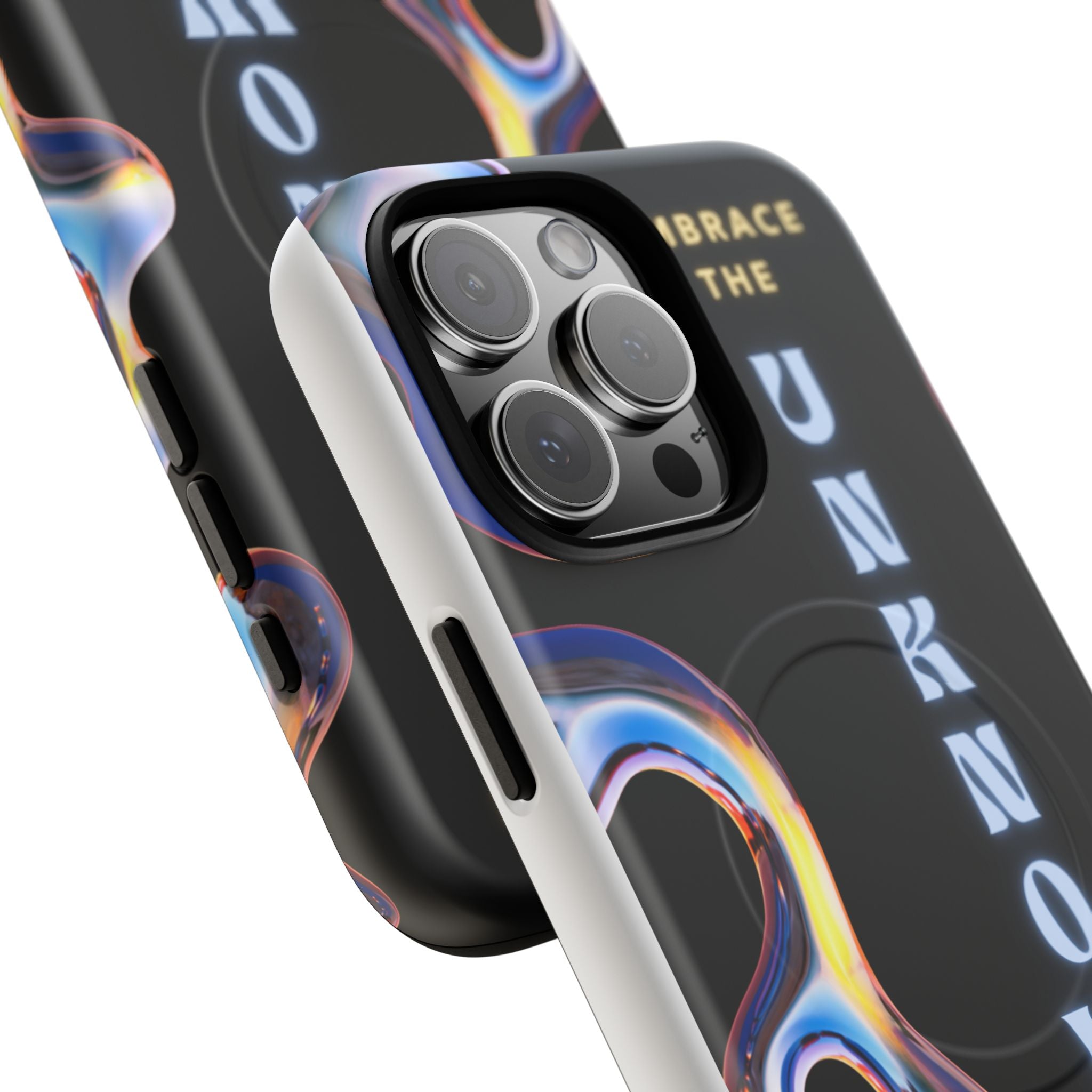 Tough Magnetic Case — "Embrace the Unknown" Black Iridescent Phone Cover