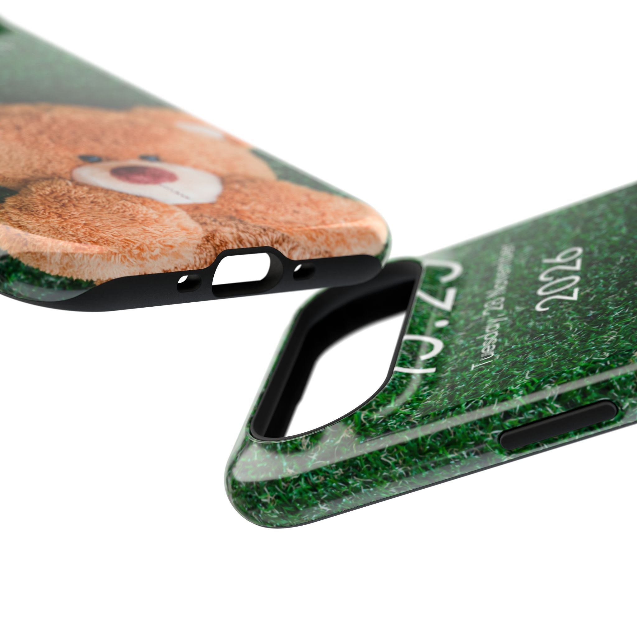 Teddy Bear Grass Phone Case — Cute Plush Toy Design Impact-Resistant Case