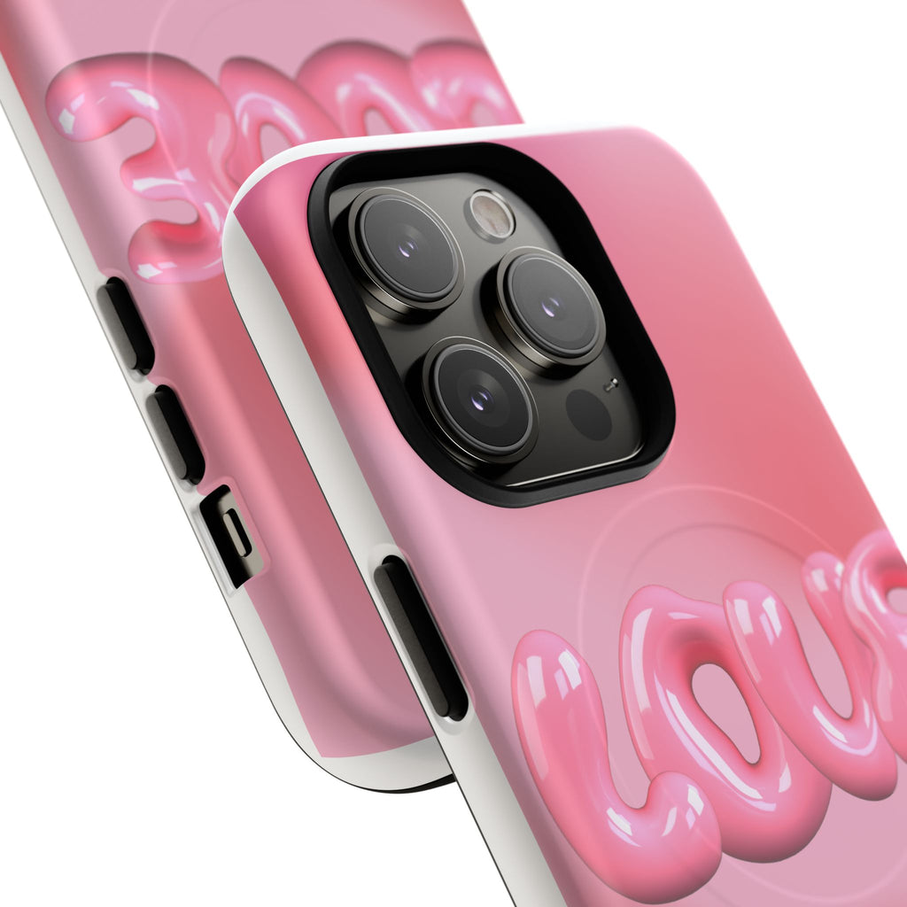 Phone Case — Pink "LOVE" 3D Bubble Tough Magnetic Protective Case