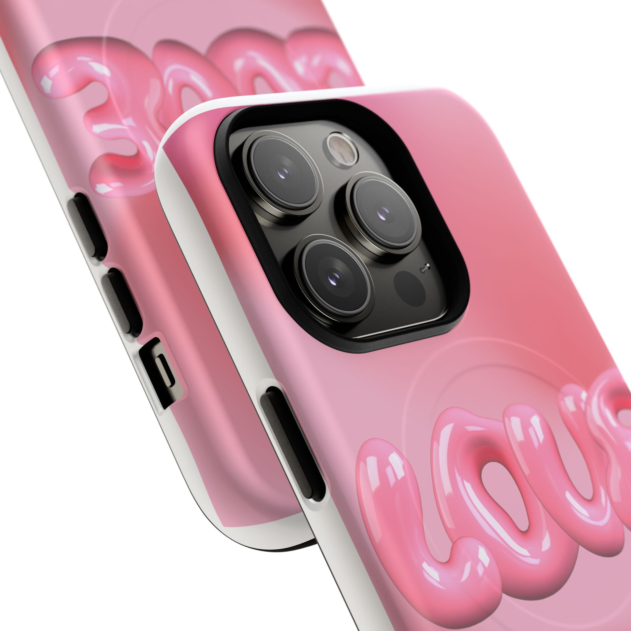 Phone Case — Pink "LOVE" 3D Bubble Tough Magnetic Protective Case