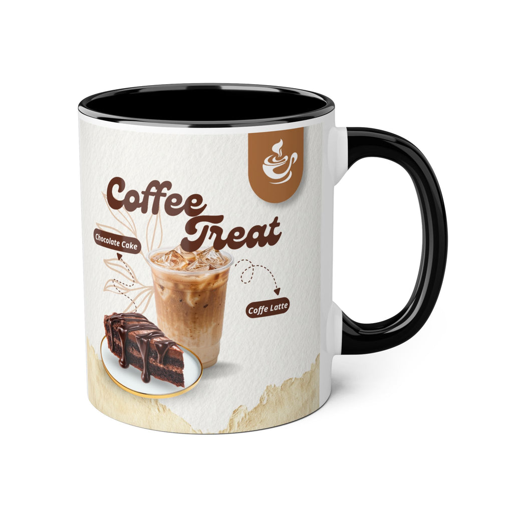 Coffee Treat Mug — 11oz Accent Ceramic Coffee Mug with Chocolate Cake Design