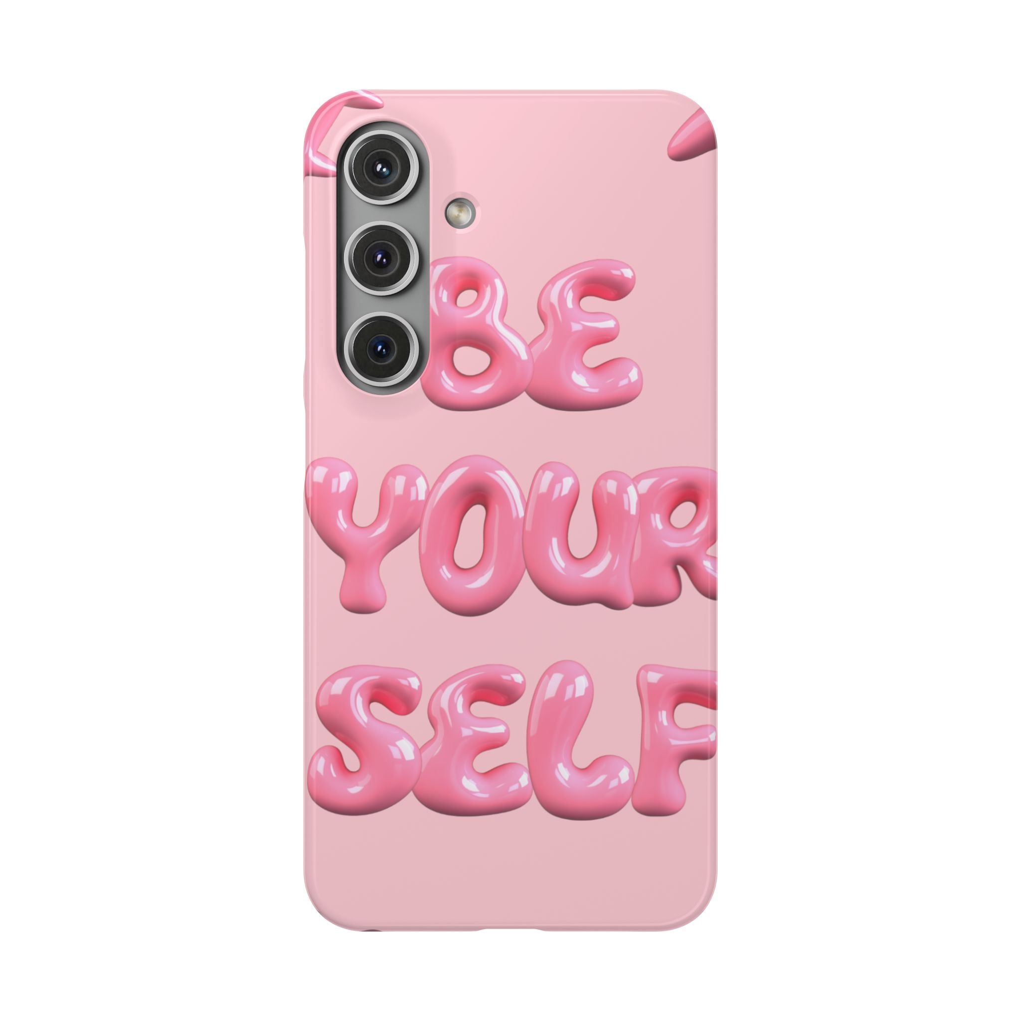 Phone Case - "Be Yourself" Pink Bubble Typography Snap Case