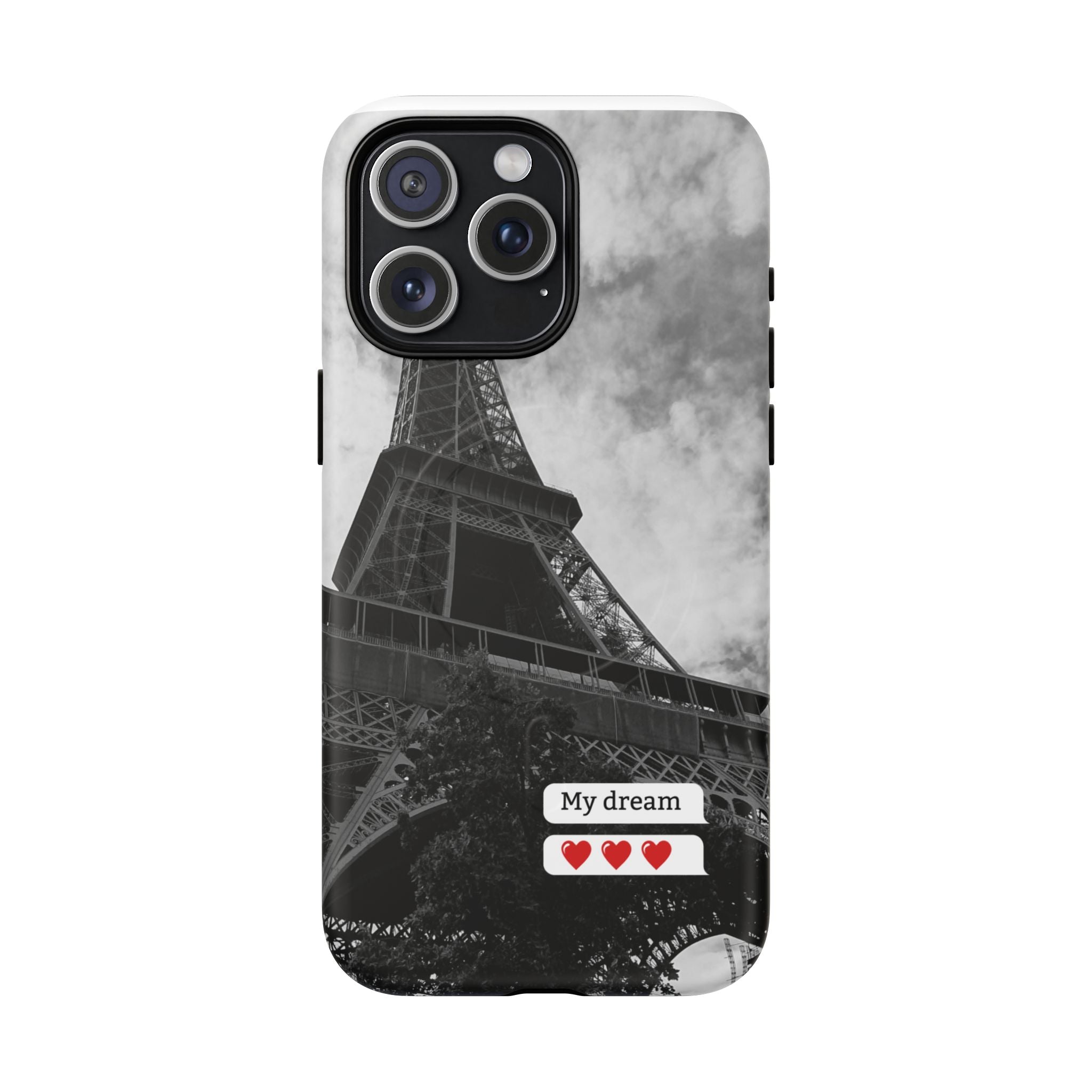 Eiffel Tower 'My Dream' Tough Magnetic Phone Case — Black & White Travel Protective Cover