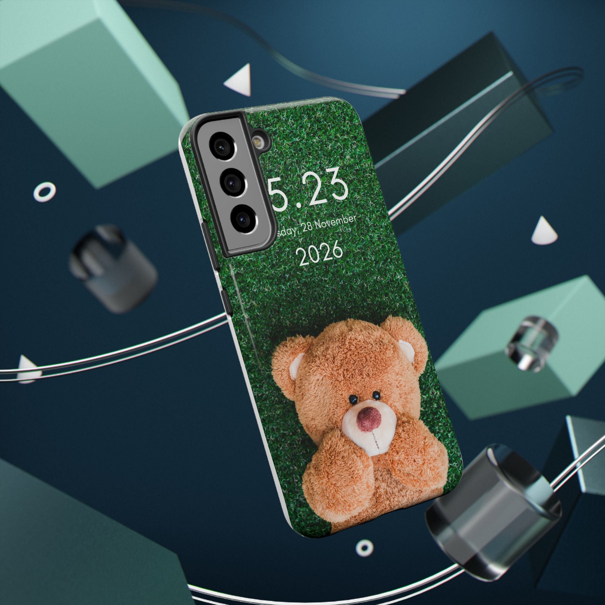 Teddy Bear Grass Phone Case — Cute Plush Toy Design Impact-Resistant Case