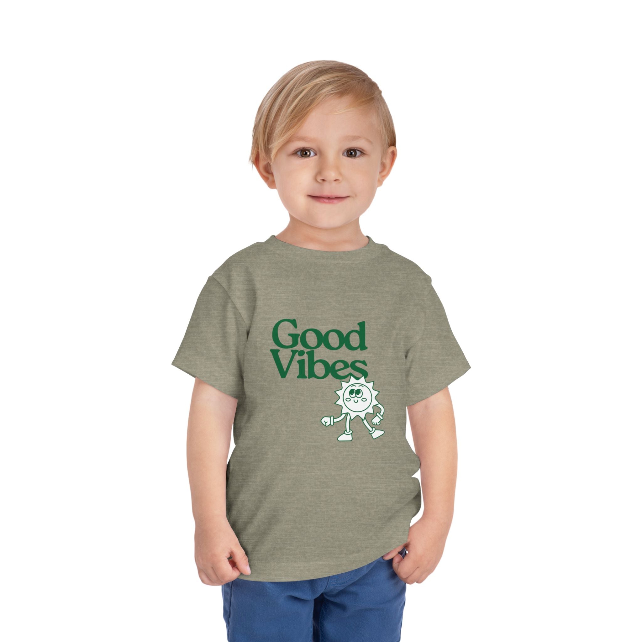 Good Vibes Toddler Tee — Cute Retro Sun Graphic Kids T‑Shirt