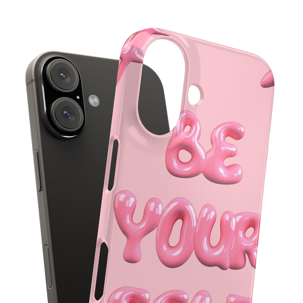 Phone Case - "Be Yourself" Pink Bubble Typography Snap Case