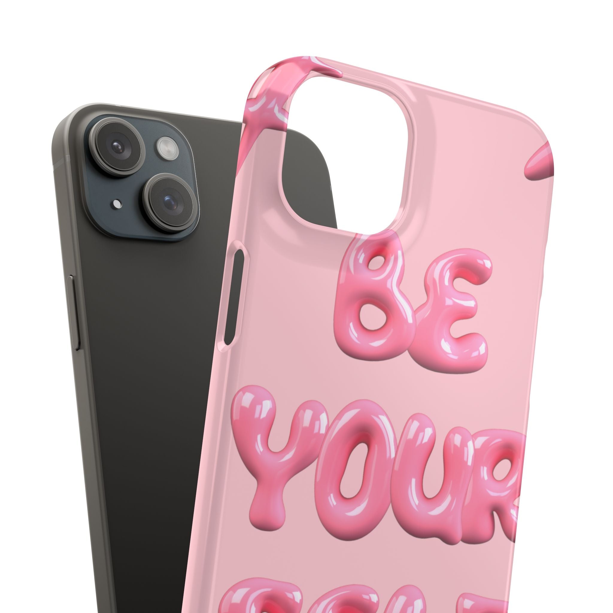 Phone Case - "Be Yourself" Pink Bubble Typography Snap Case