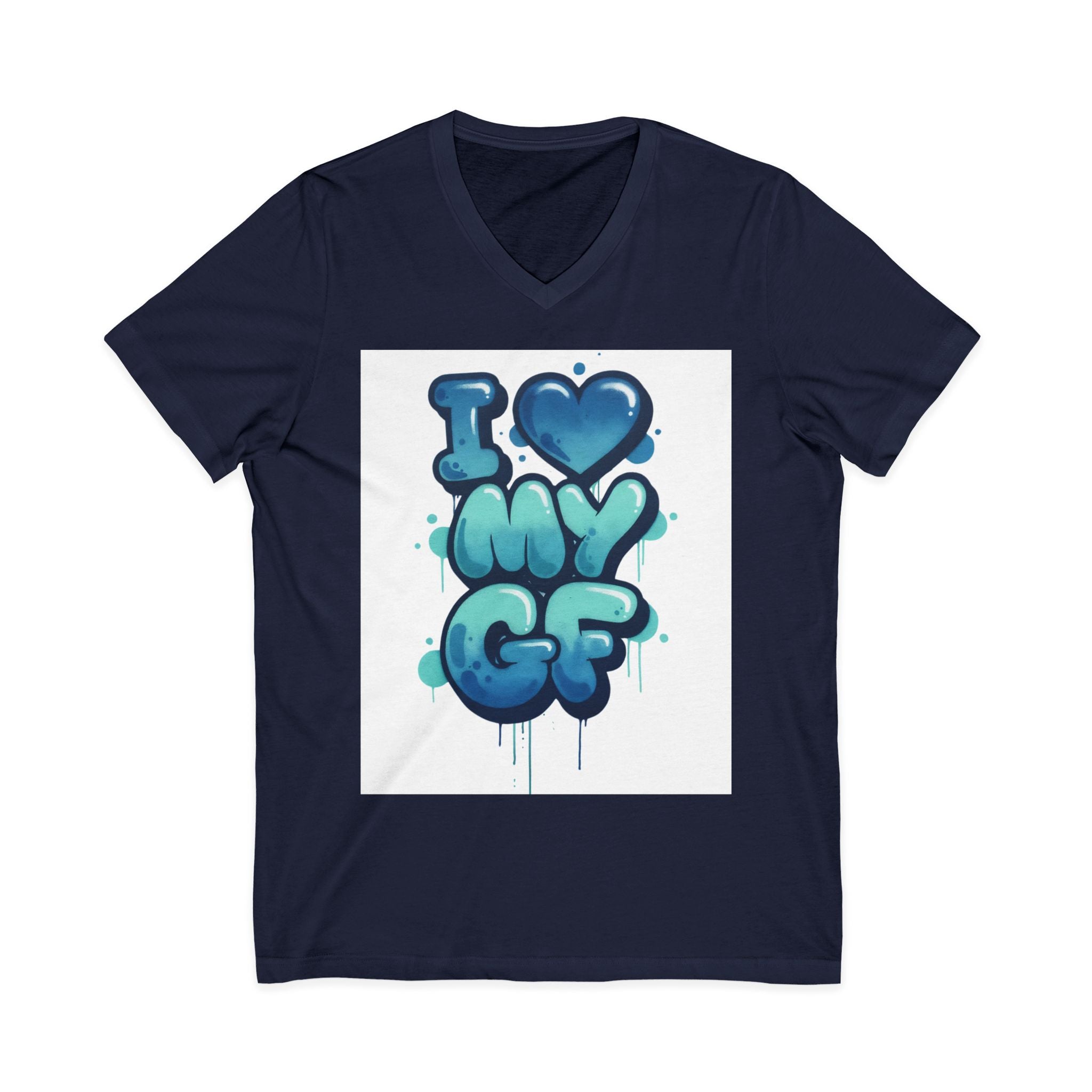 Unisex I Love My GF V-Neck T-Shirt — Cute Graffiti Couple Tee