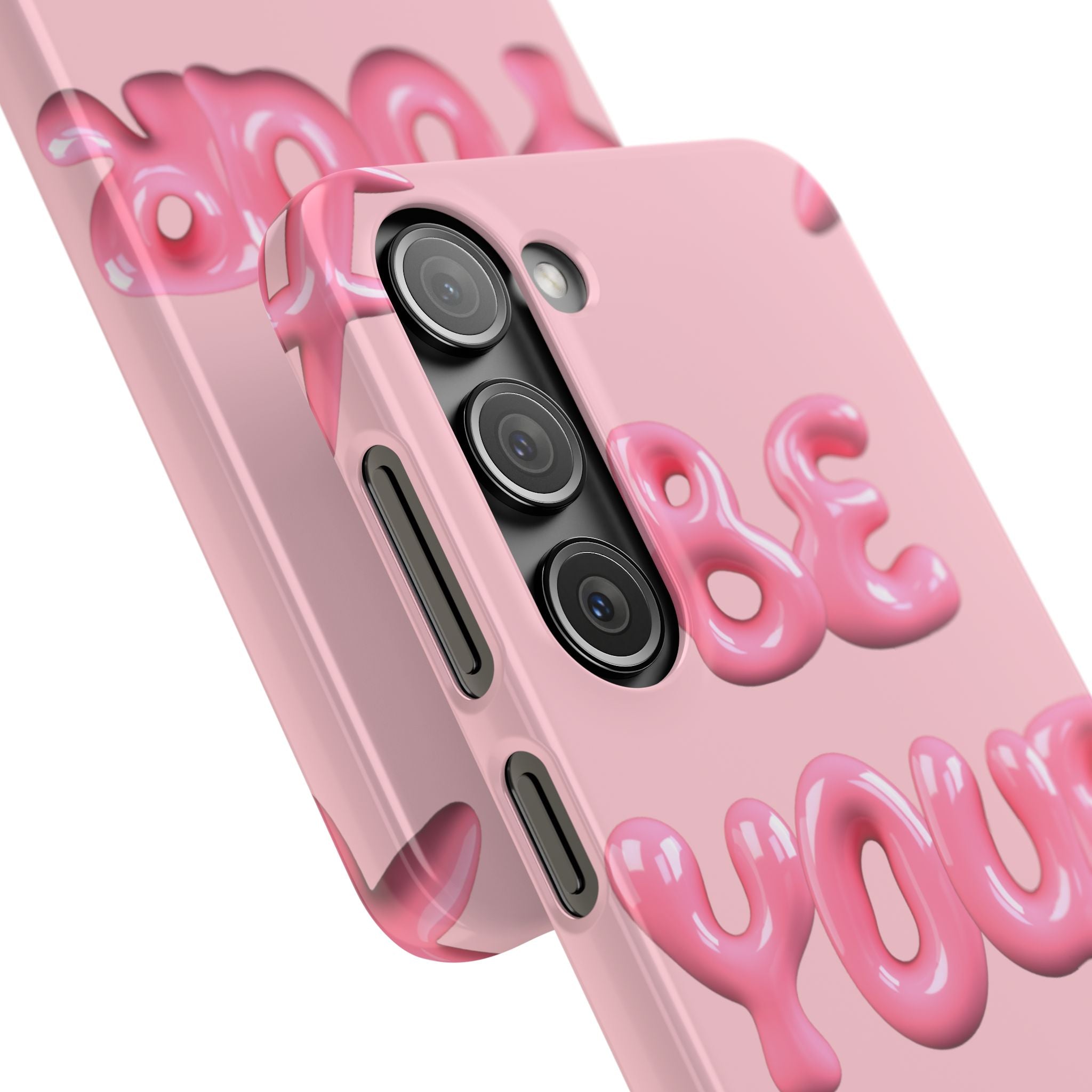 Phone Case - "Be Yourself" Pink Bubble Typography Snap Case