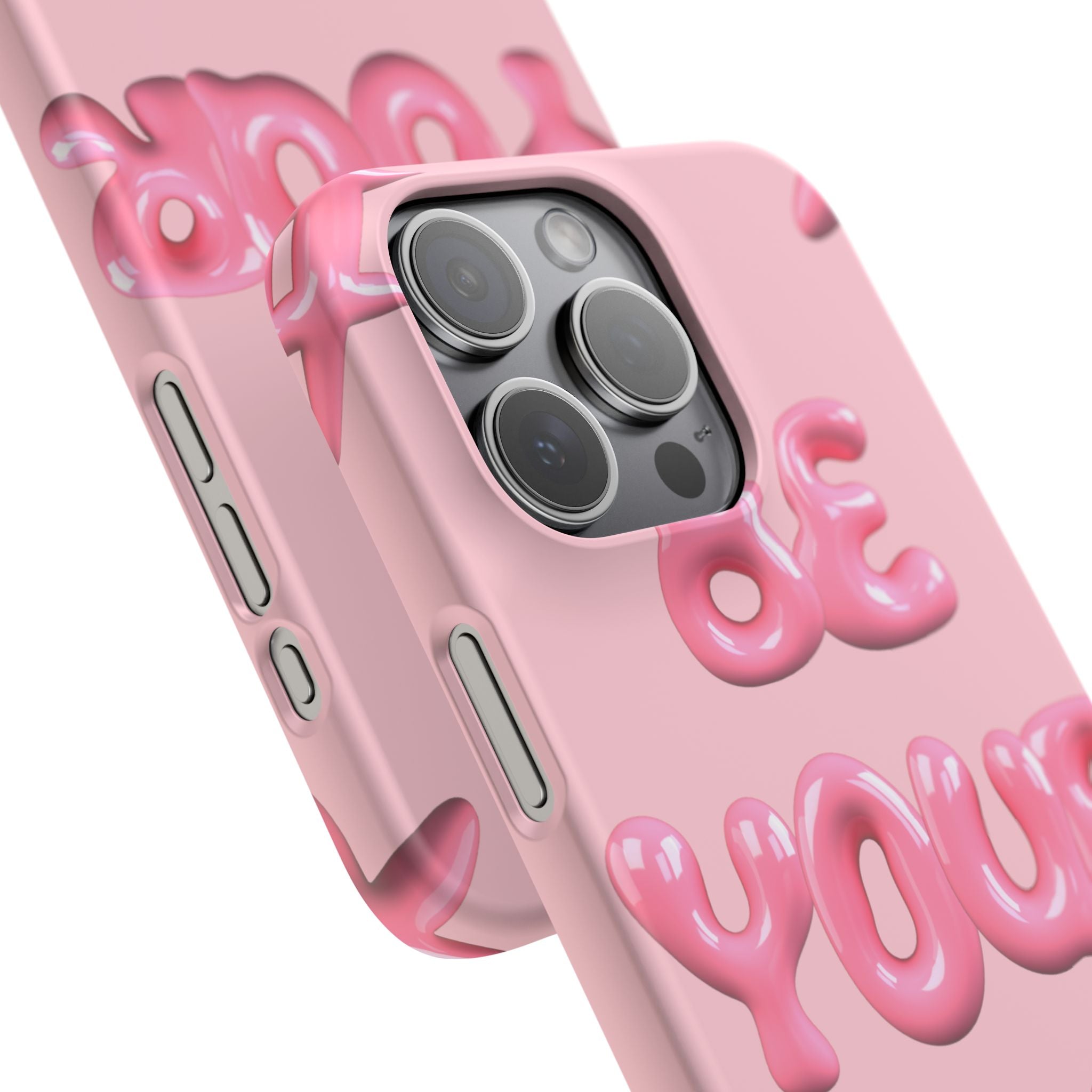 Phone Case - "Be Yourself" Pink Bubble Typography Snap Case