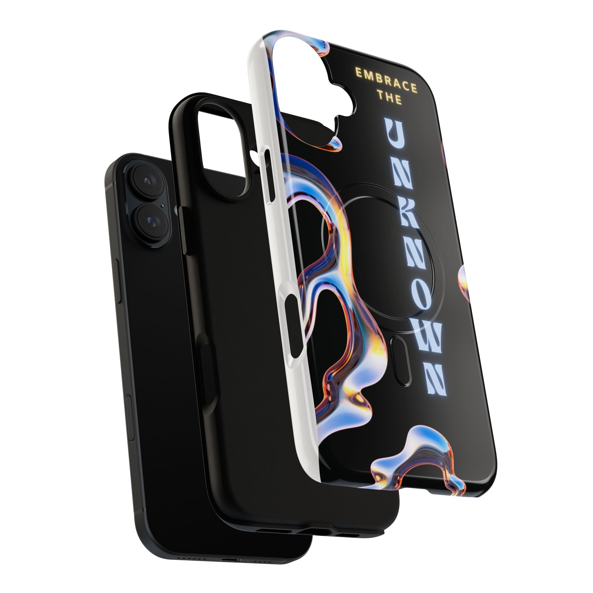 Tough Magnetic Case — "Embrace the Unknown" Black Iridescent Phone Cover