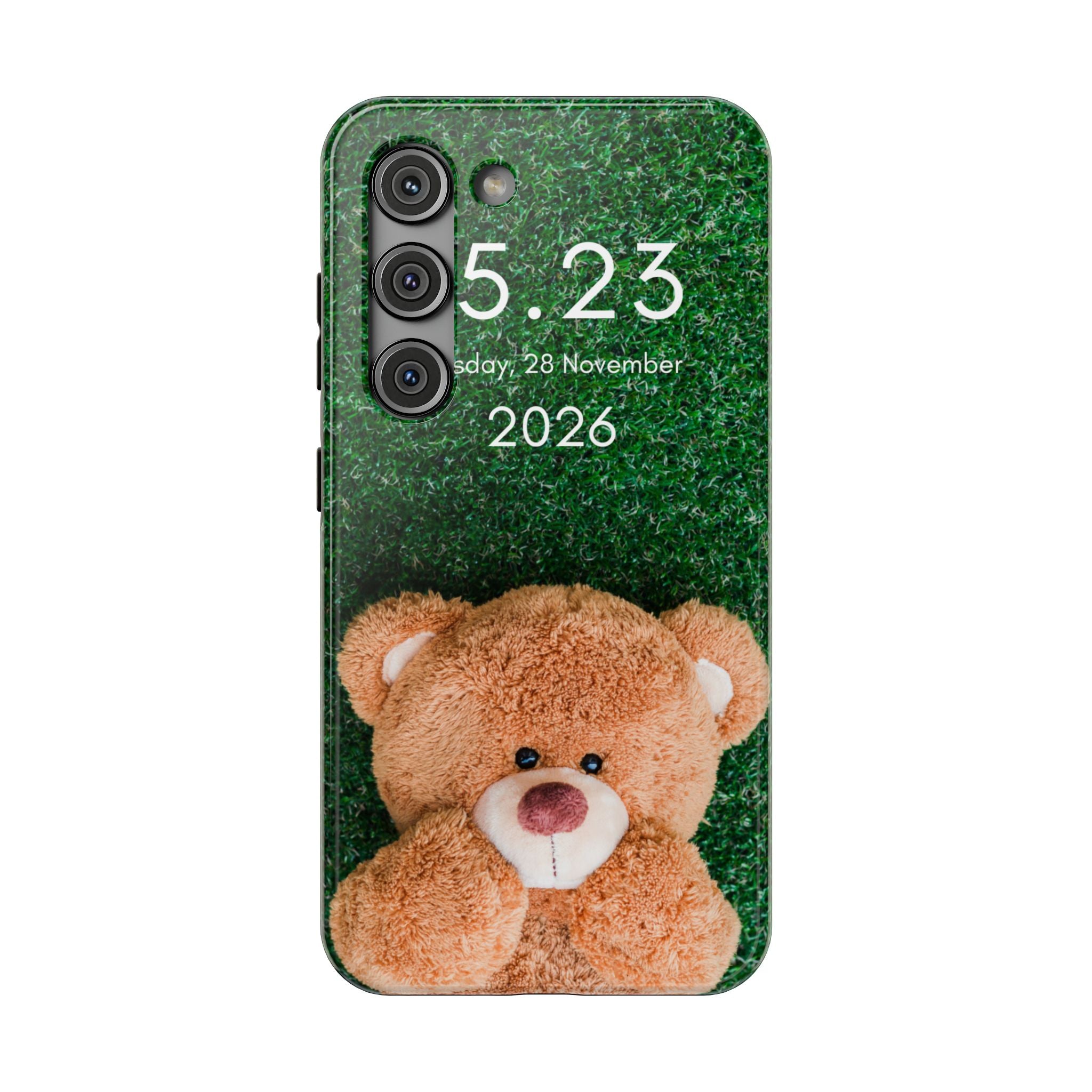Teddy Bear Grass Phone Case — Cute Plush Toy Design Impact-Resistant Case