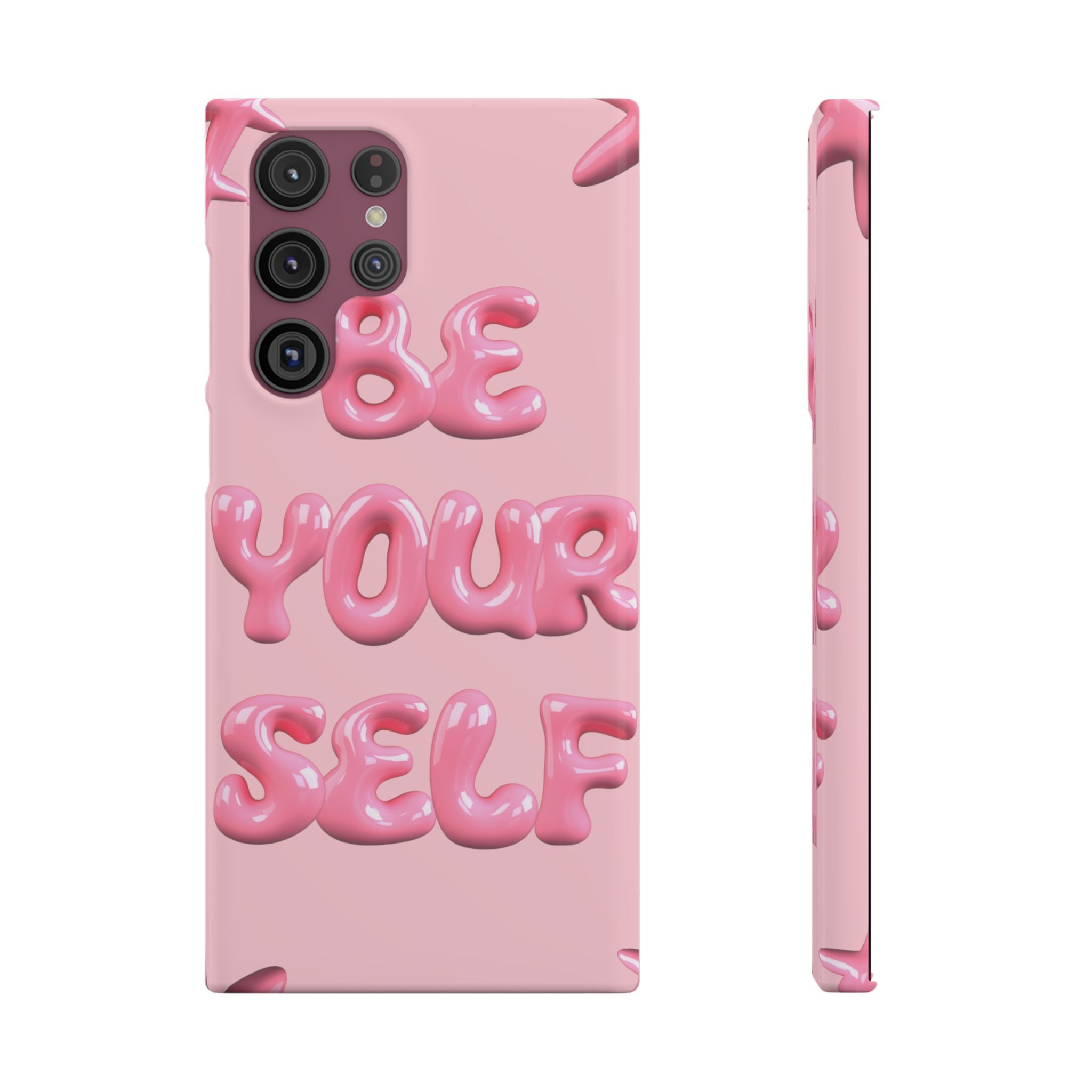 Phone Case — Pink "Be Yourself" Self-Love Protective Snap Case