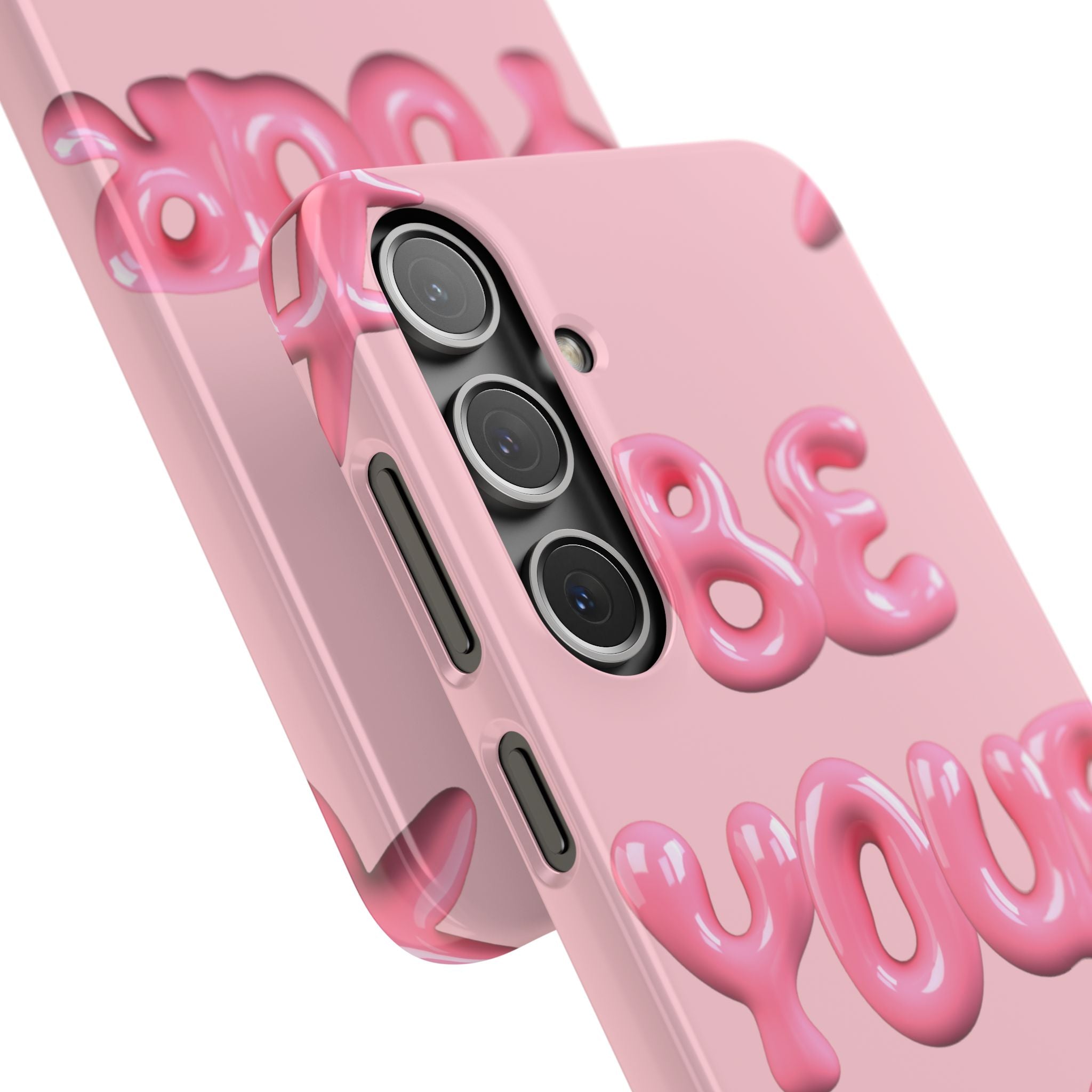 Phone Case - "Be Yourself" Pink Bubble Typography Snap Case