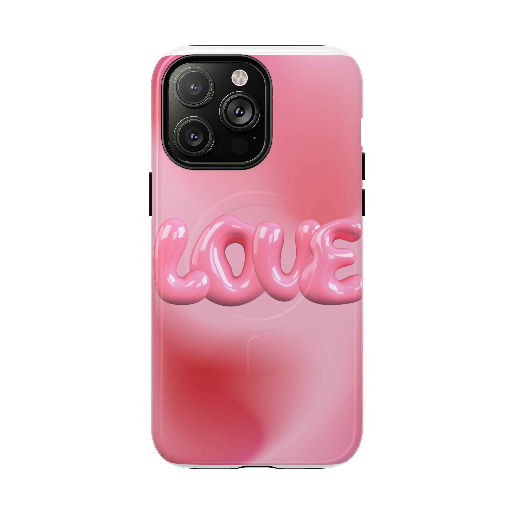 Phone Case — Pink "LOVE" 3D Bubble Tough Magnetic Protective Case