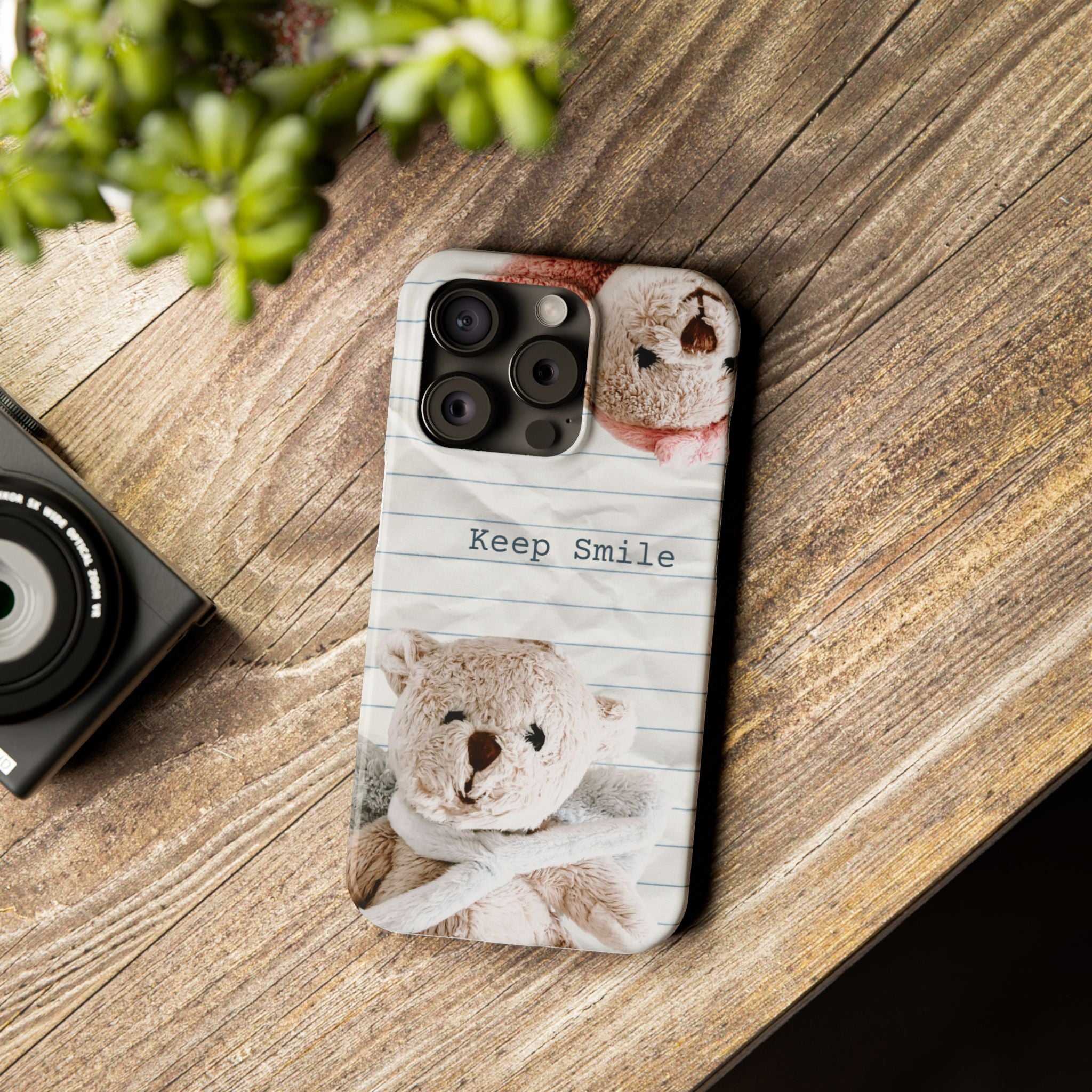 Slim Phone Case — ‘Keep Smile’ Teddy Bear Cute Protective Cover