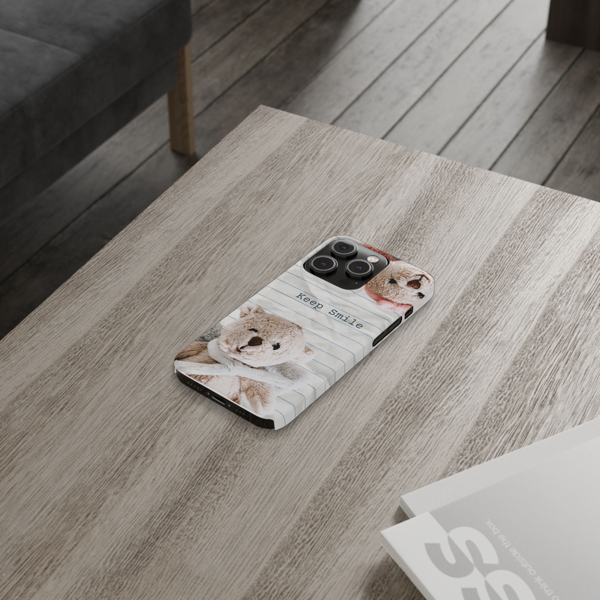 Slim Phone Case — ‘Keep Smile’ Teddy Bear Cute Protective Cover