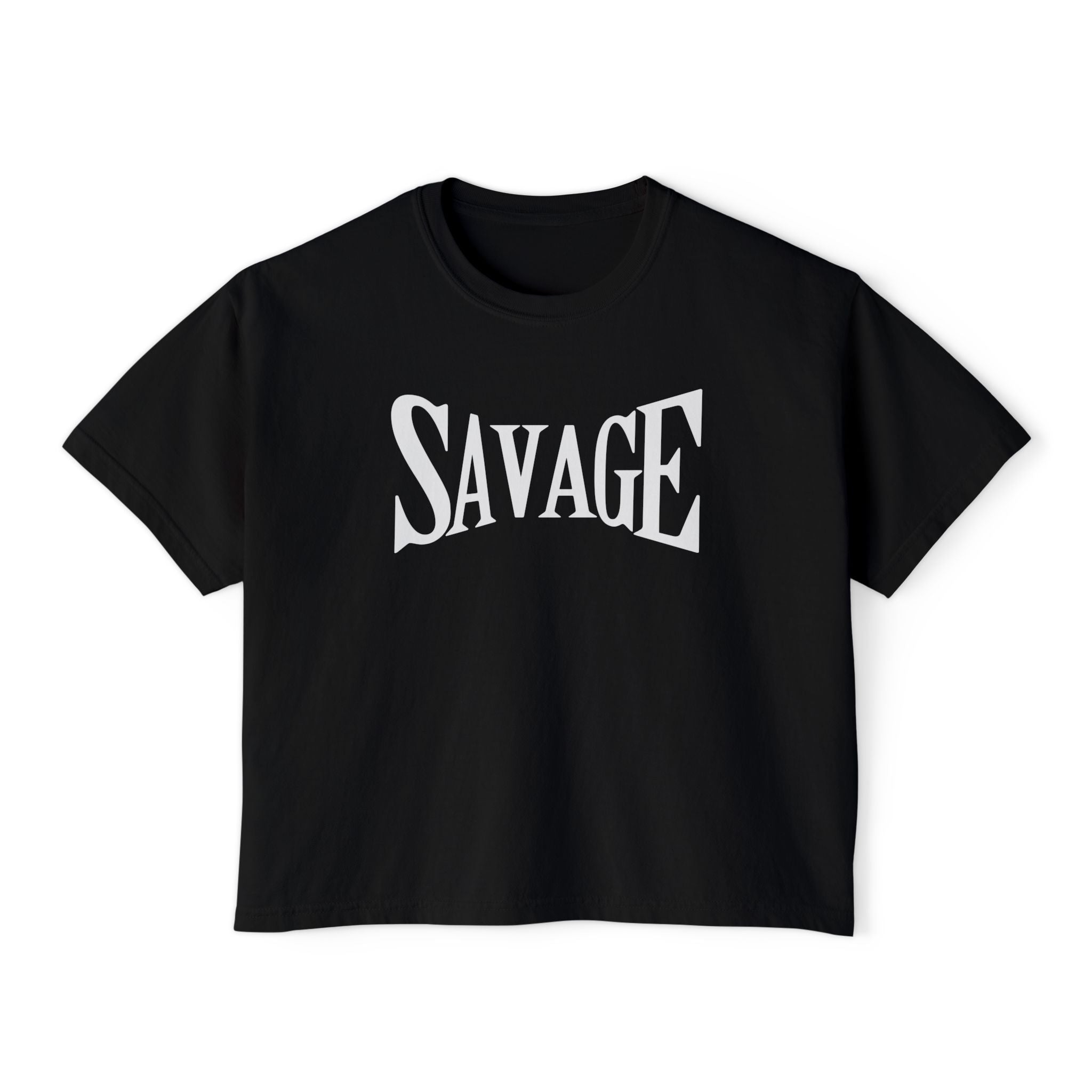 Savage Boxy Tee — Women's Trendy Graphic Crop T-Shirt