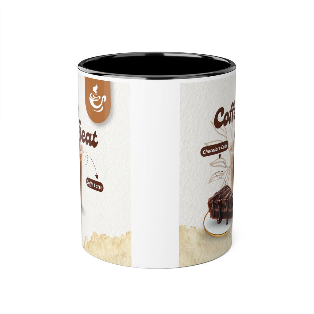 Coffee Treat Mug — 11oz Accent Ceramic Coffee Mug with Chocolate Cake Design