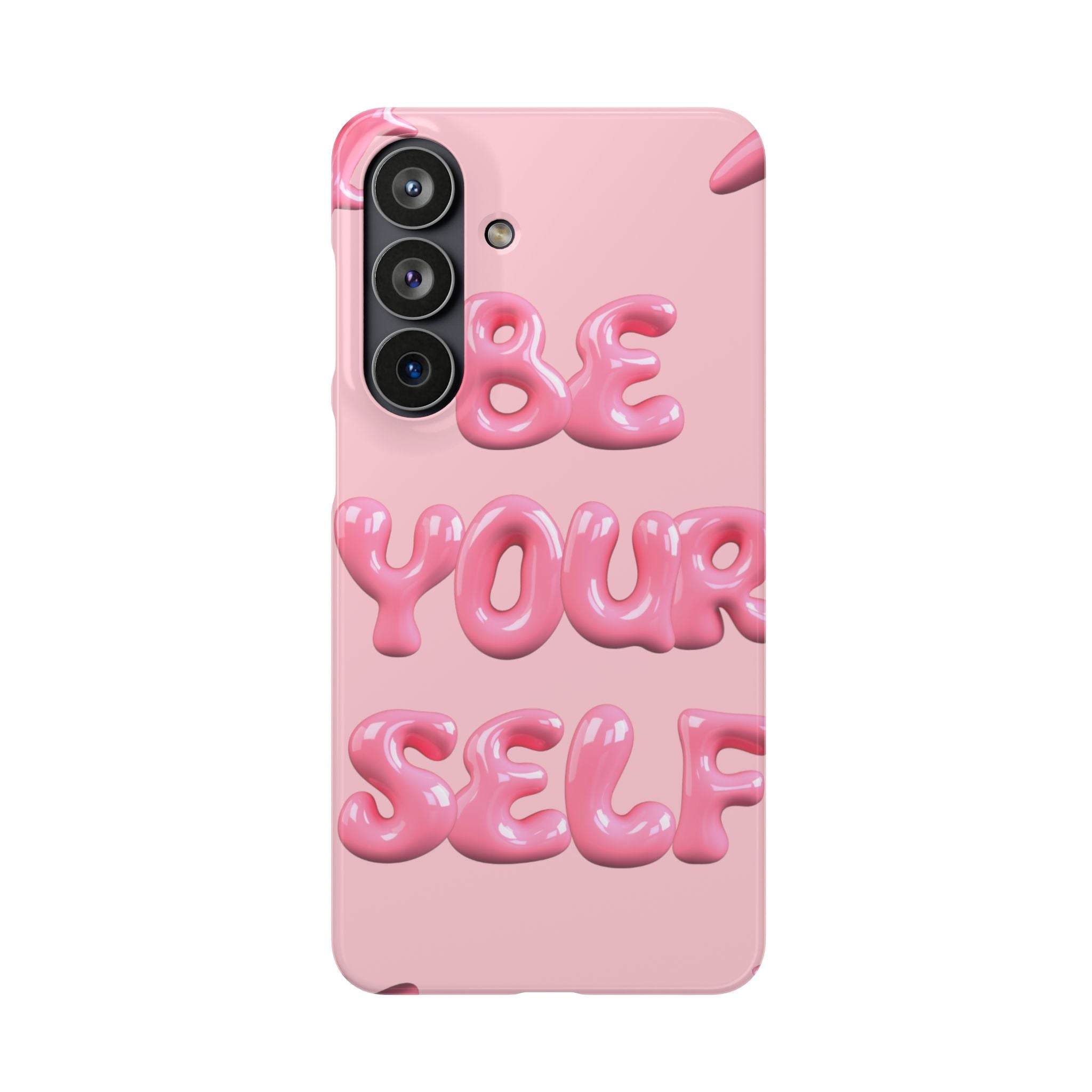 Phone Case - "Be Yourself" Pink Bubble Typography Snap Case
