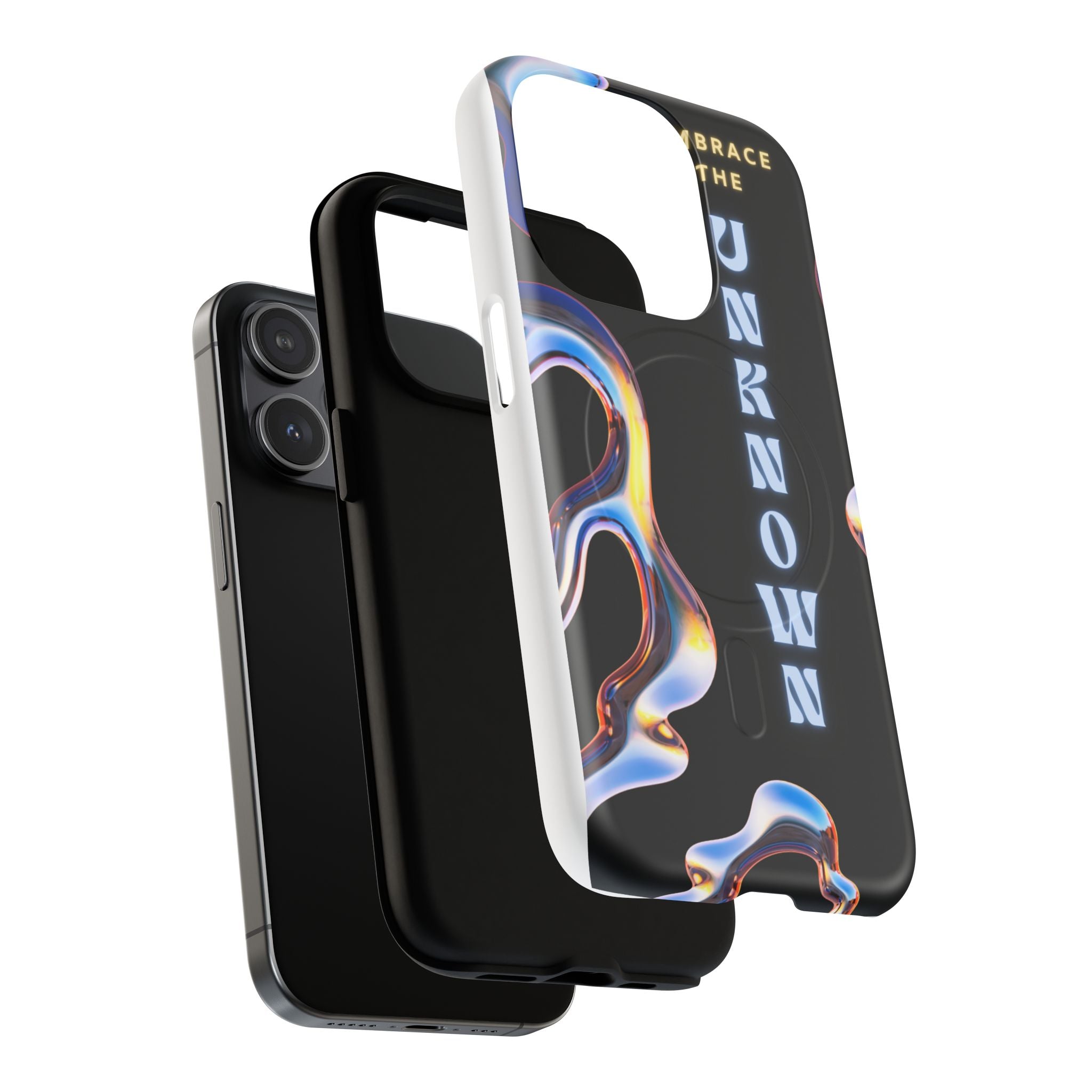 Tough Magnetic Case — "Embrace the Unknown" Black Iridescent Phone Cover