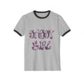 Sassy Girl Ringer Tee — Retro Bubble Letter Graphic T-Shirt