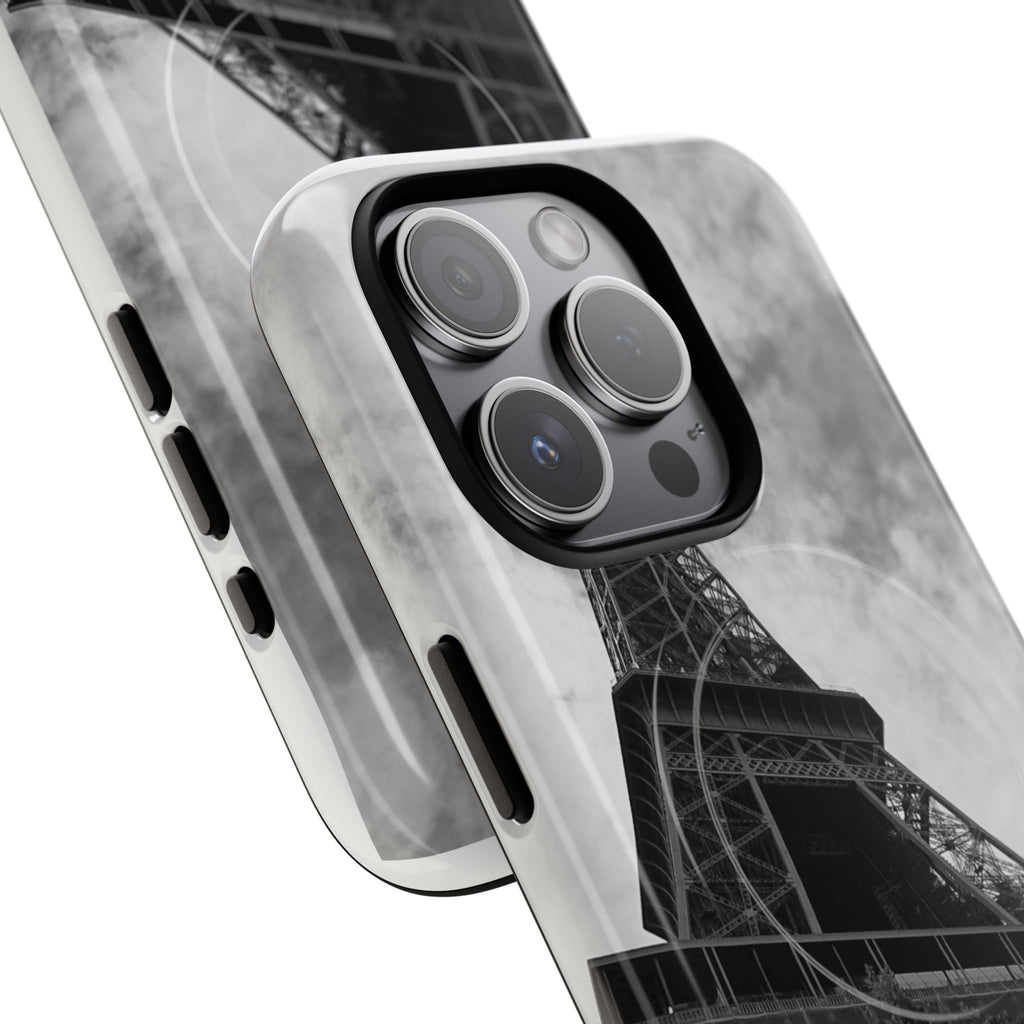 Eiffel Tower 'My Dream' Tough Magnetic Phone Case — Black & White Travel Protective Cover