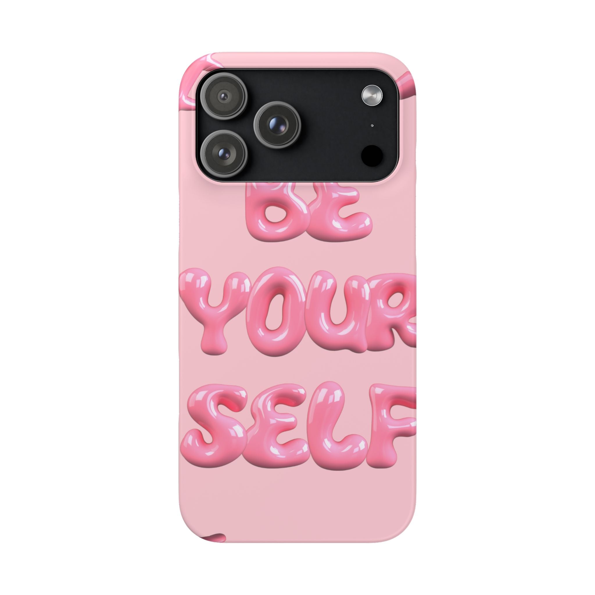 Phone Case - "Be Yourself" Pink Bubble Typography Snap Case