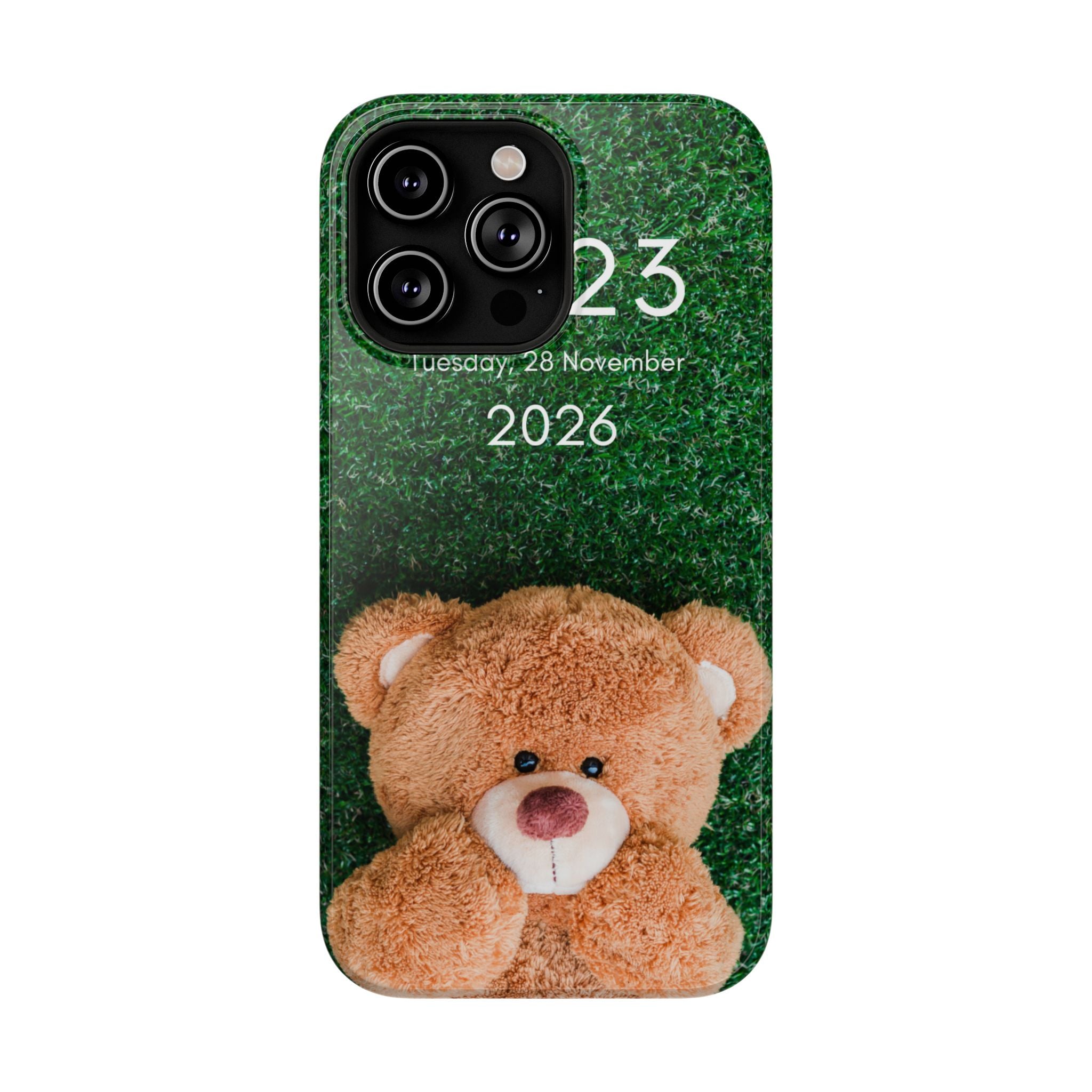 Teddy Bear Grass Phone Case — Cute Plush Toy Design Impact-Resistant Case