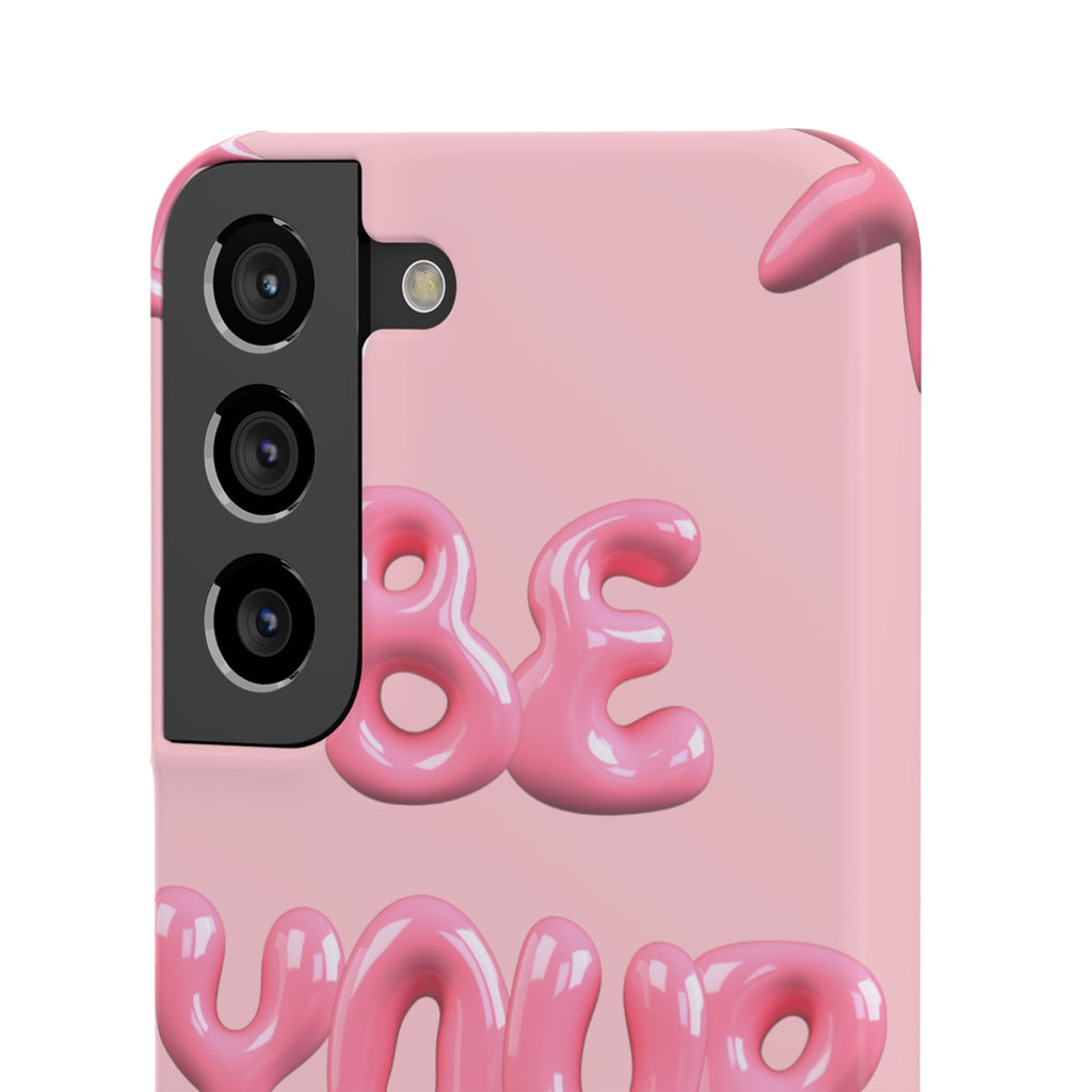 Phone Case — Pink "Be Yourself" Self-Love Protective Snap Case