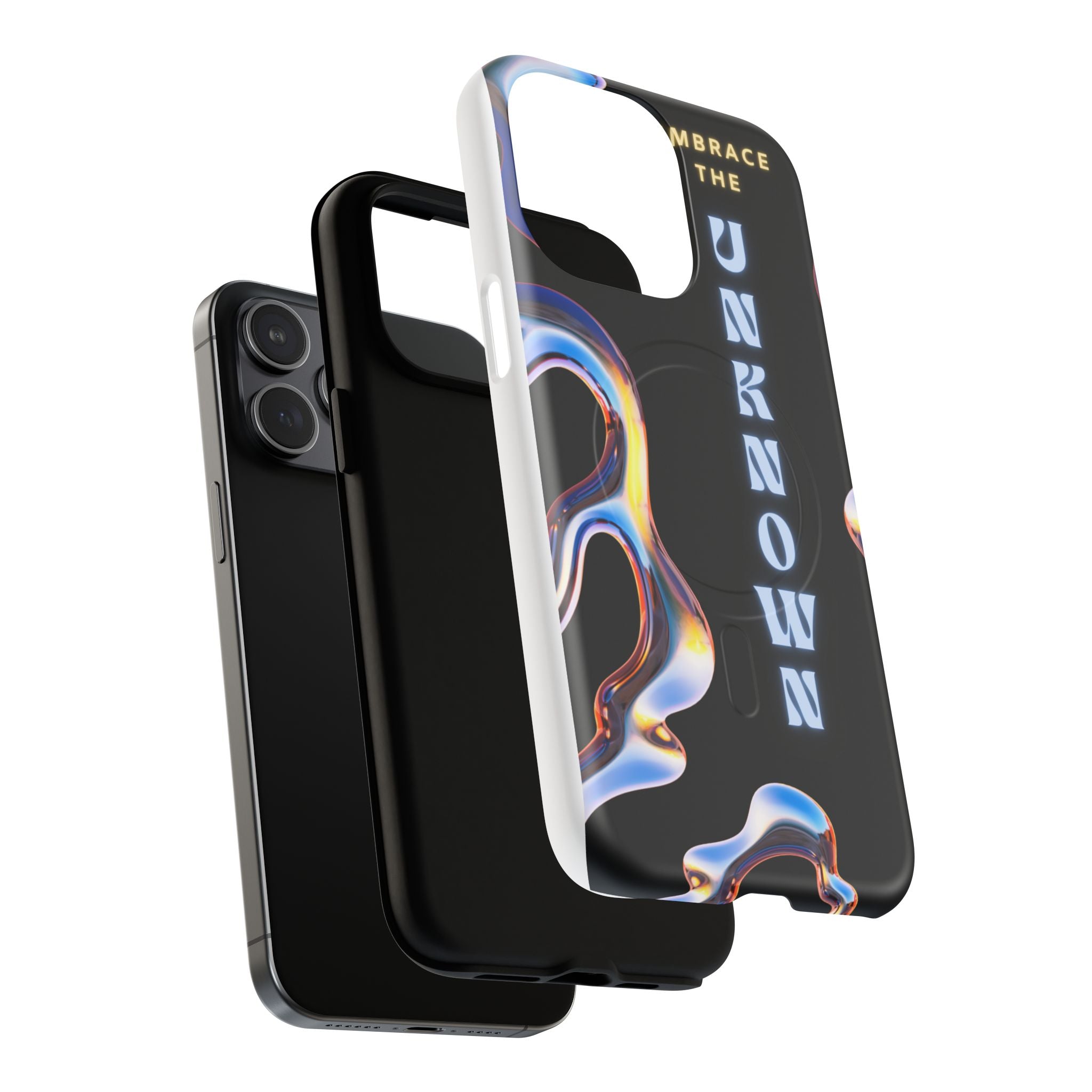 Tough Magnetic Case — "Embrace the Unknown" Black Iridescent Phone Cover