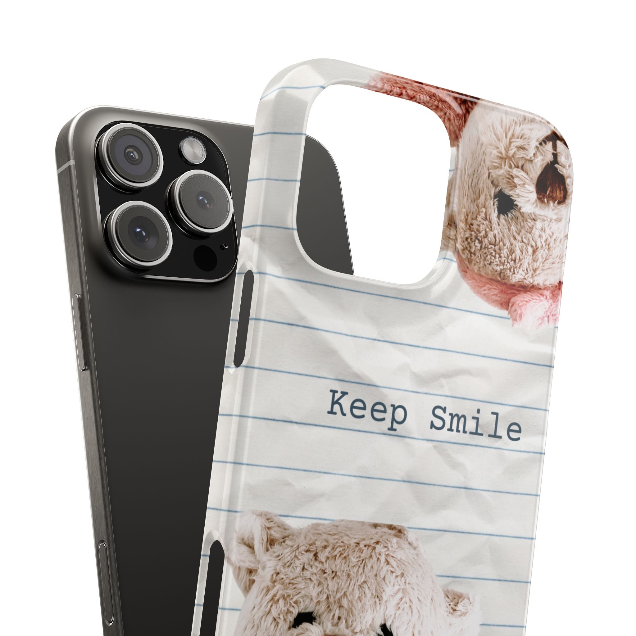Slim Phone Case — ‘Keep Smile’ Teddy Bear Cute Protective Cover
