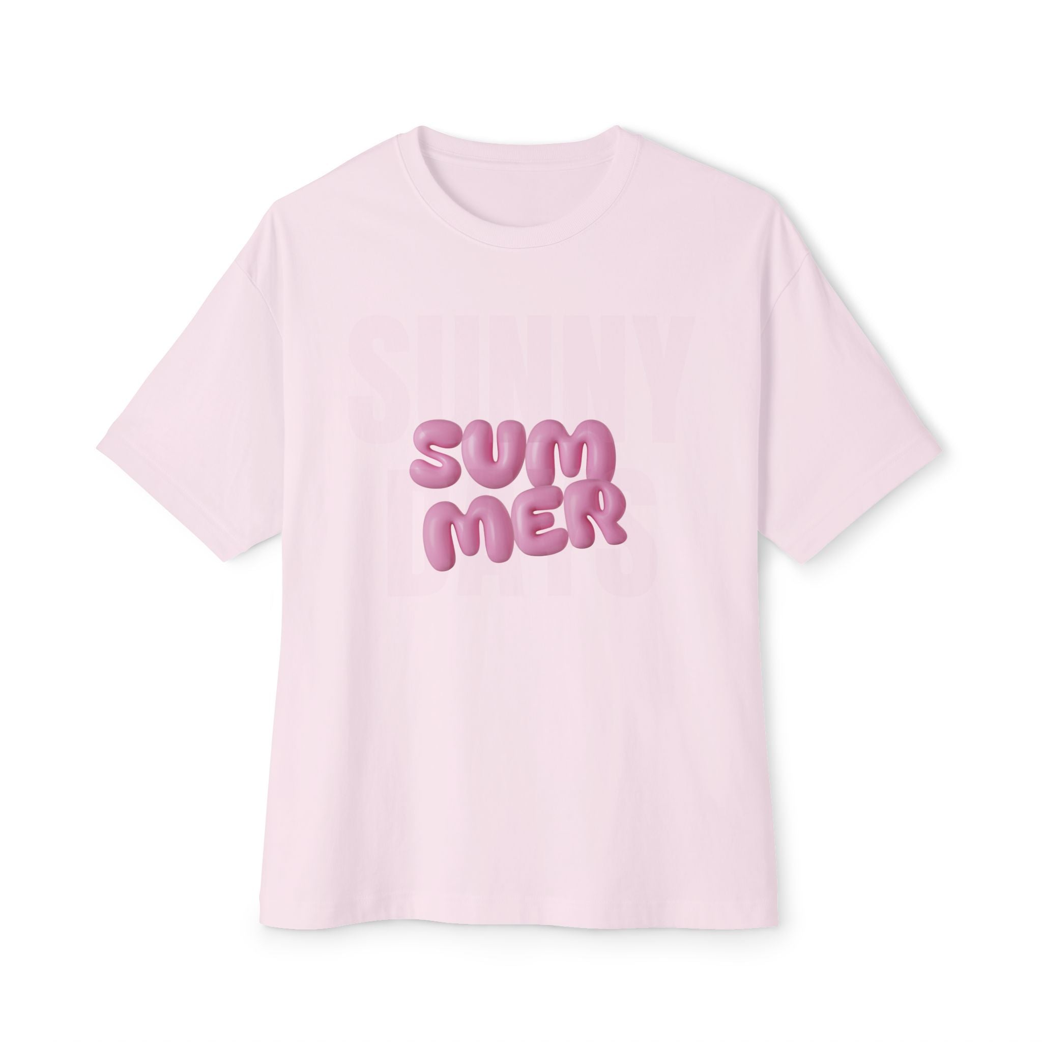 Unisex Summer Bubble Tee — Pink Puffed Letter Graphic T-Shirt