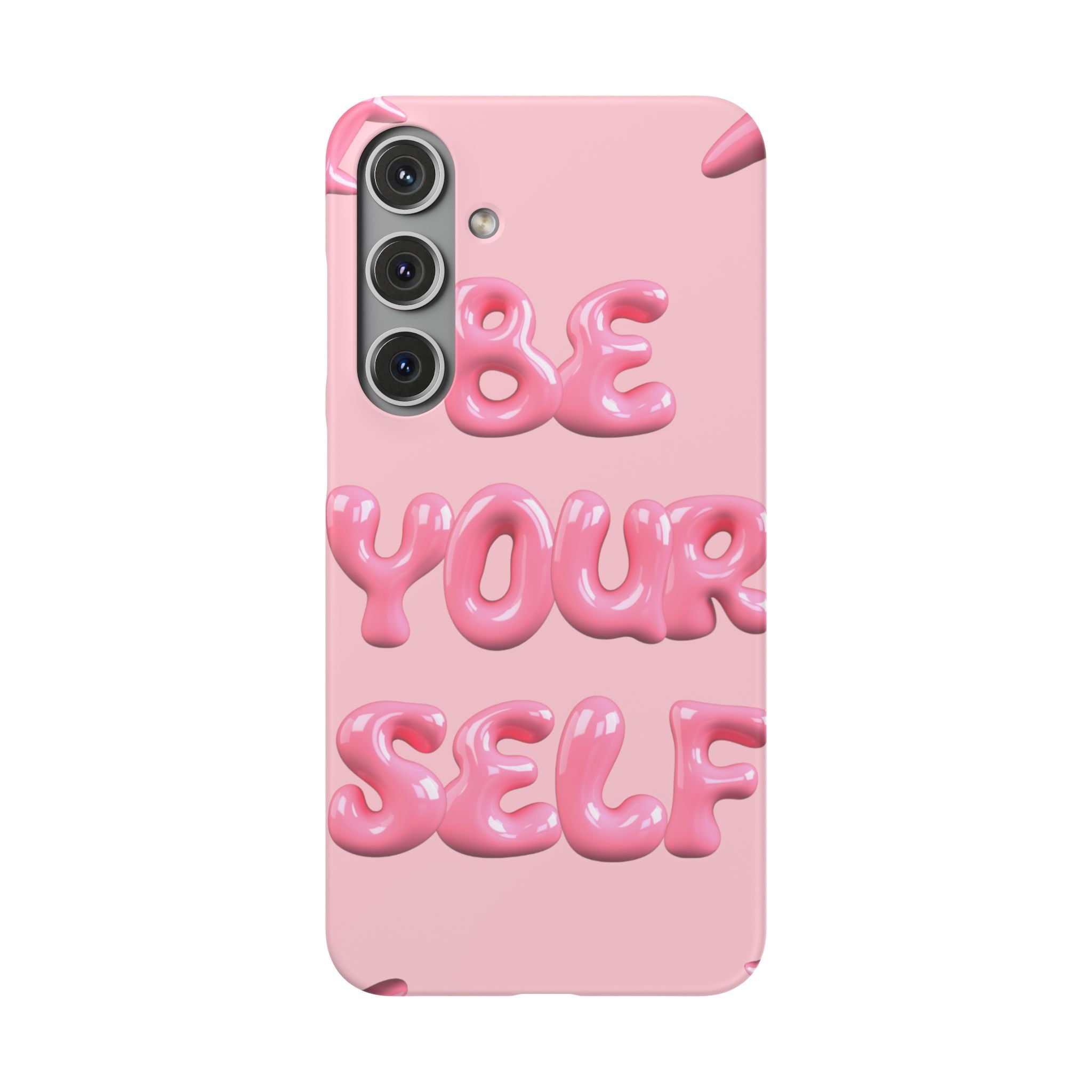 Phone Case — Pink "Be Yourself" Self-Love Protective Snap Case