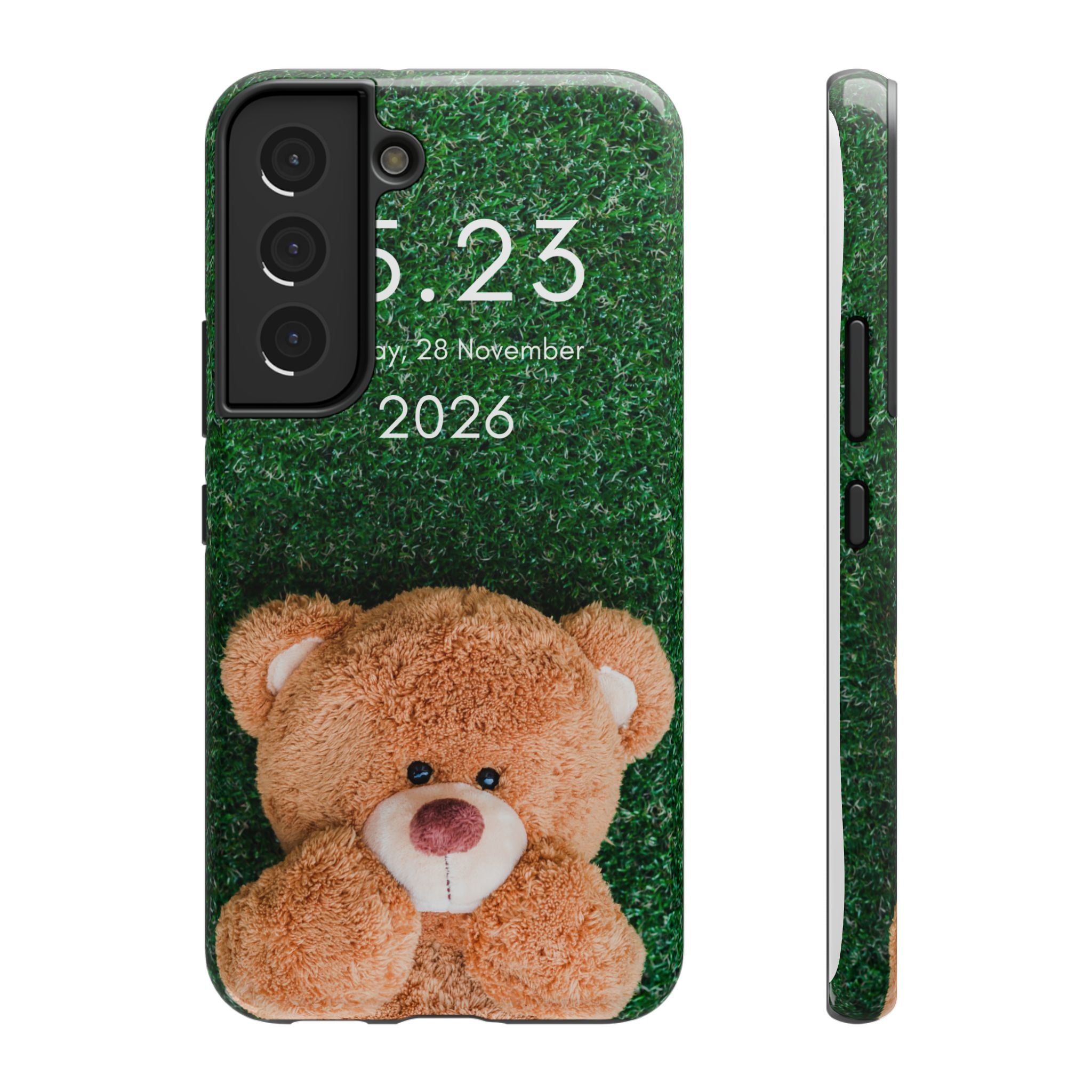 Teddy Bear Grass Phone Case — Cute Plush Toy Design Impact-Resistant Case