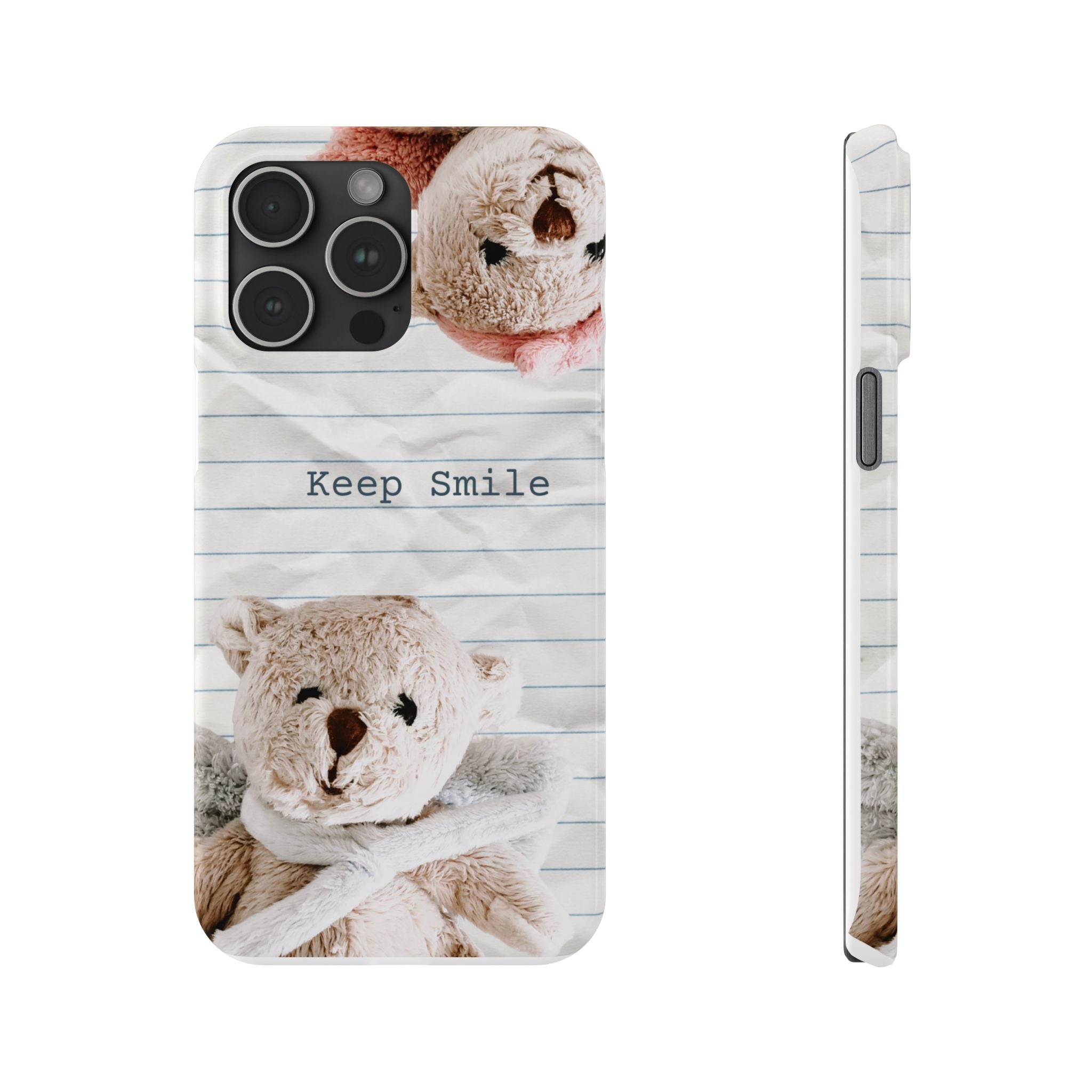 Slim Phone Case — ‘Keep Smile’ Teddy Bear Cute Protective Cover