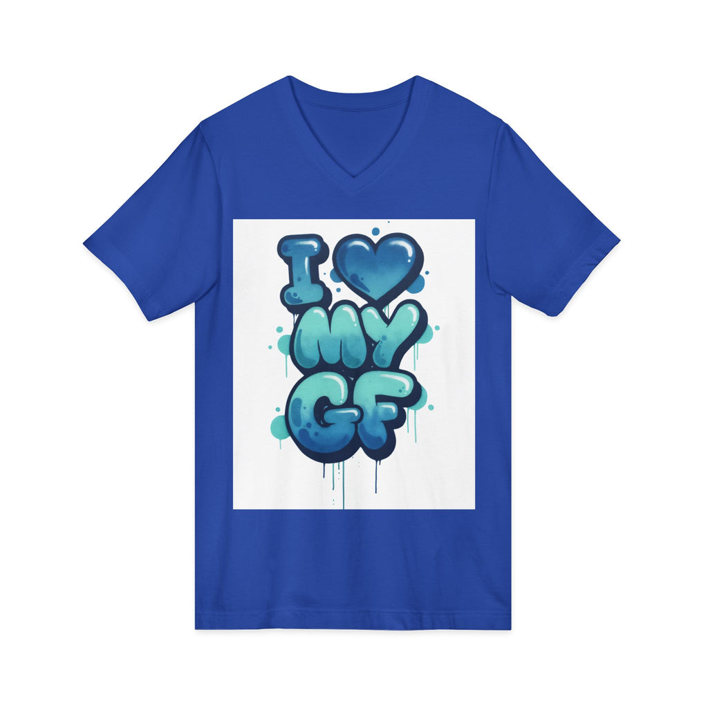 Unisex I Love My GF V-Neck T-Shirt — Cute Graffiti Couple Tee